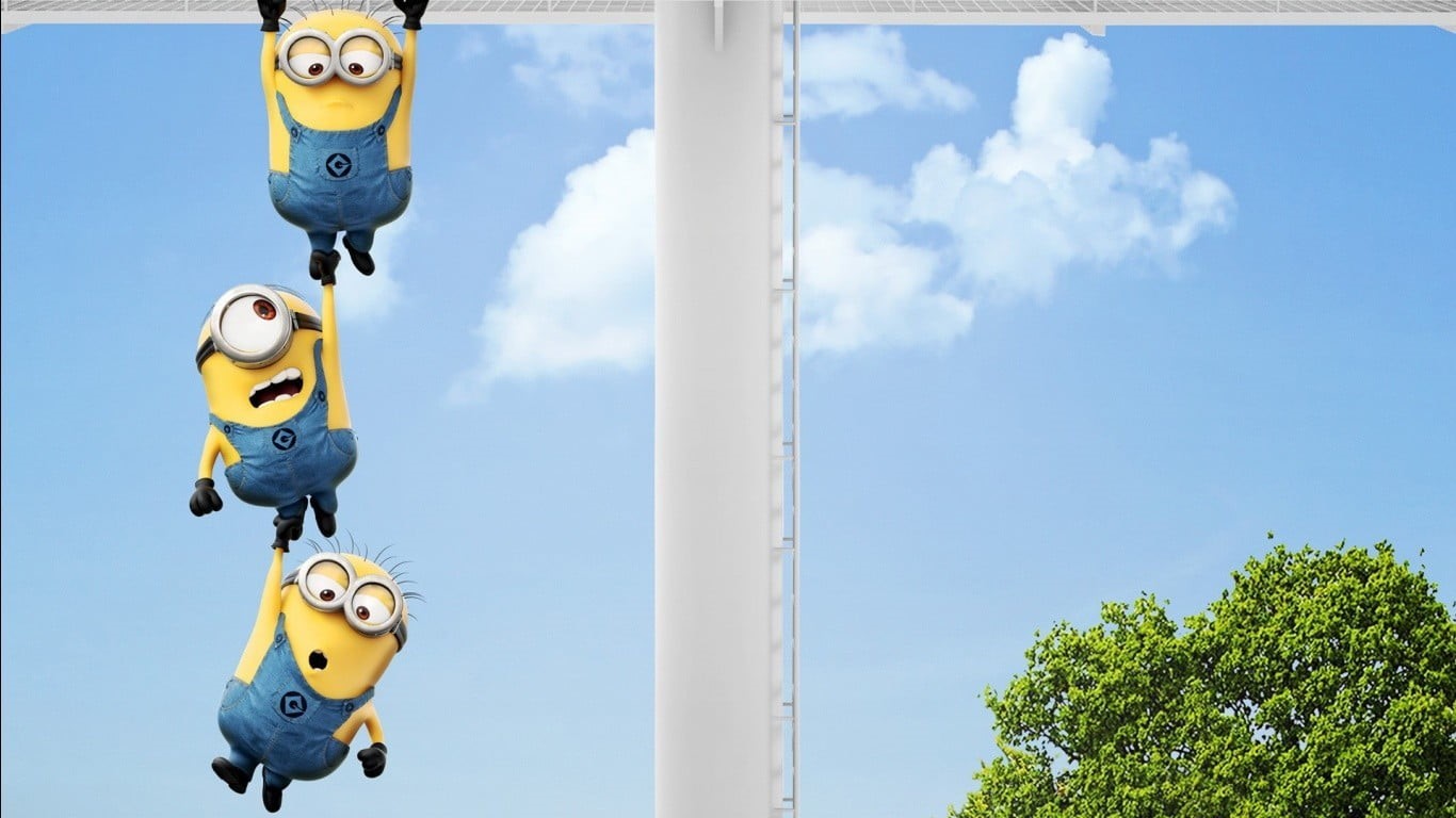 animated movies, technology, no people, robot, minion, illustration, machinery, air vehicle, human representation, minions, sky, tree, equipment, yellow, HD Wallpaper