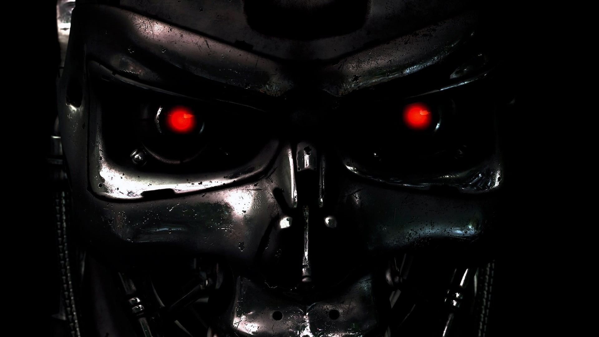 endoskeleton, representation, close-up, machine, reflection, illuminated, machinery, red eyes, indoors, metal, no people, car, chrome, science fiction, HD Wallpaper