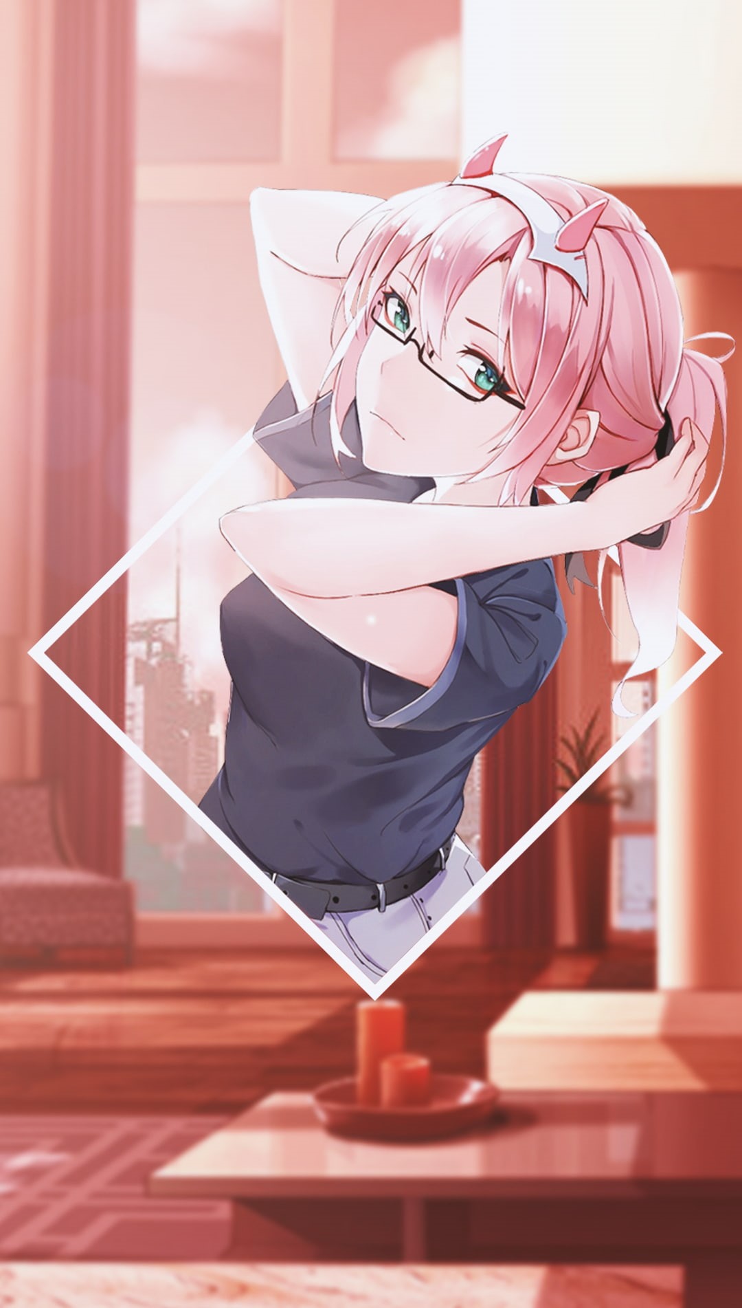 Darling in the FranXX, Zero Two (Darling in the FranXX), creativity, indoors, glasses, business, anime girls, people, day, women, picture-in-picture, males, Phone HD Wallpaper