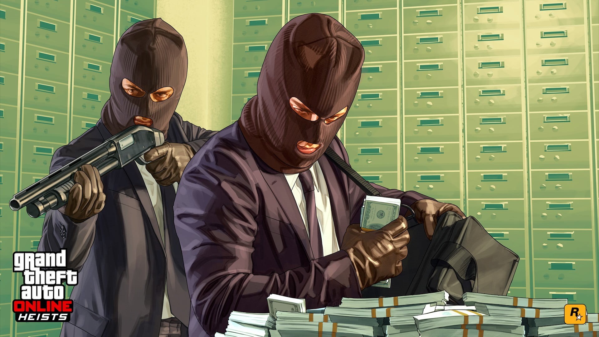 suit, occupation, Grand Theft Auto Online, mask - Disguise, corporate business, thief, illustration, menswear, males, burglary, adult, indoors, crime, vector, HD Wallpaper