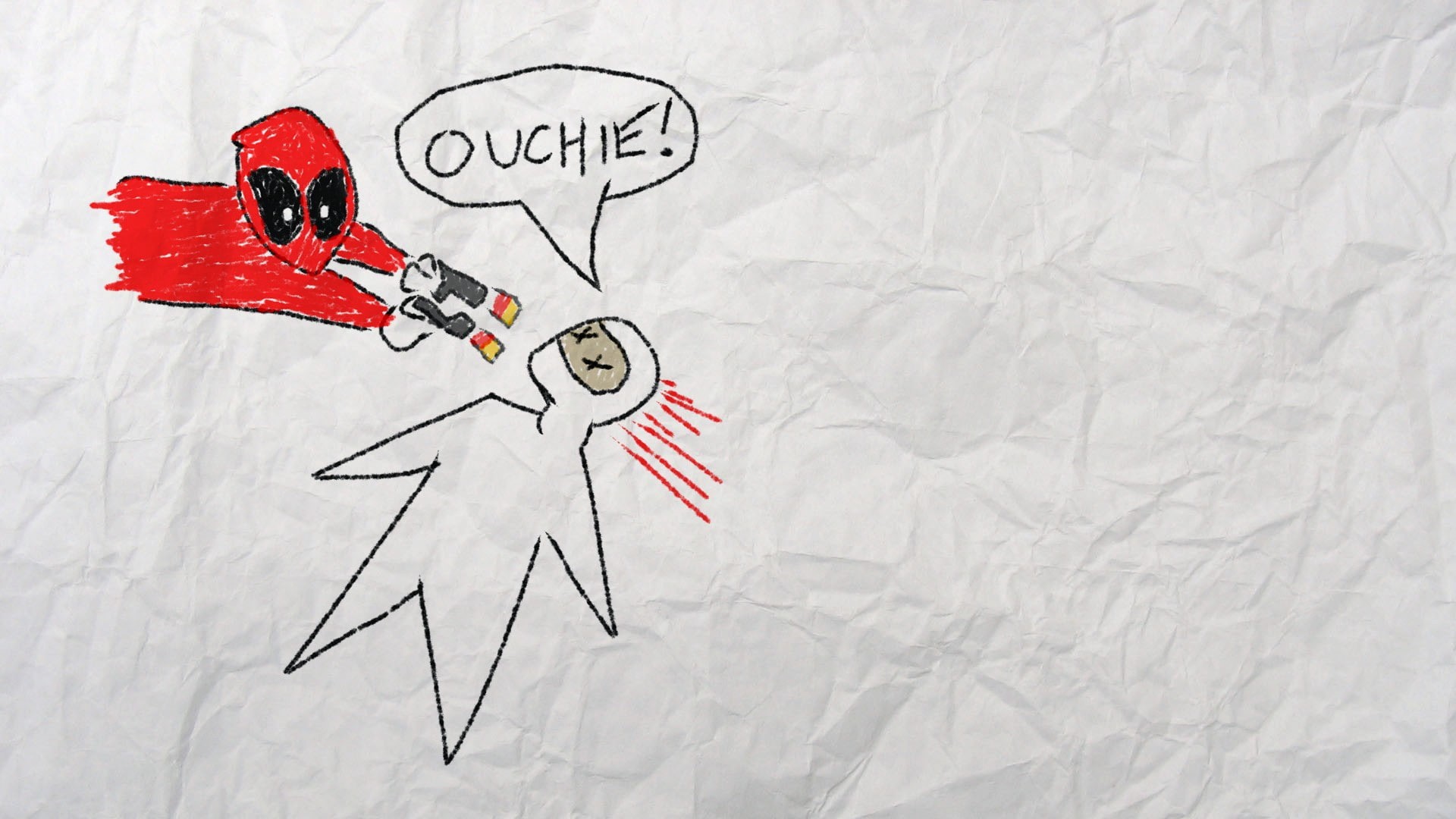 Deadpool, white color, paper, close-up, communication, 1080P, drawing - art product, representation, no people, red, backgrounds, copy space, human representation, HD Wallpaper
