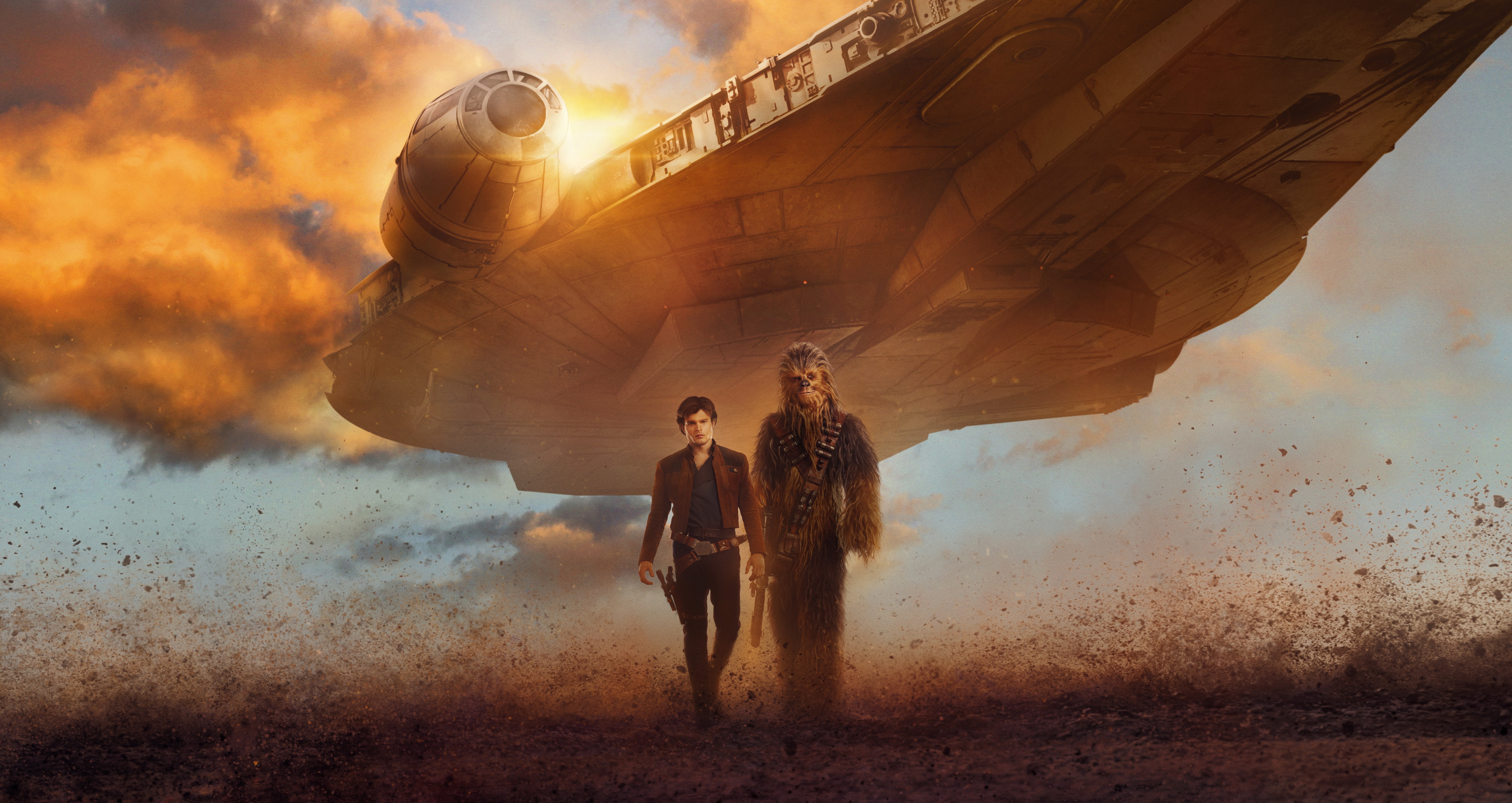 Aircrafts, Donald Glover, Fantasy, Sky, 2018, Lady, HAN, Desert, EXTENDED, Val, Dryden, Female, Woody Harrelson, Lucasfilm, Girls, Soldiers, Clouds, Boys, HD Wallpaper