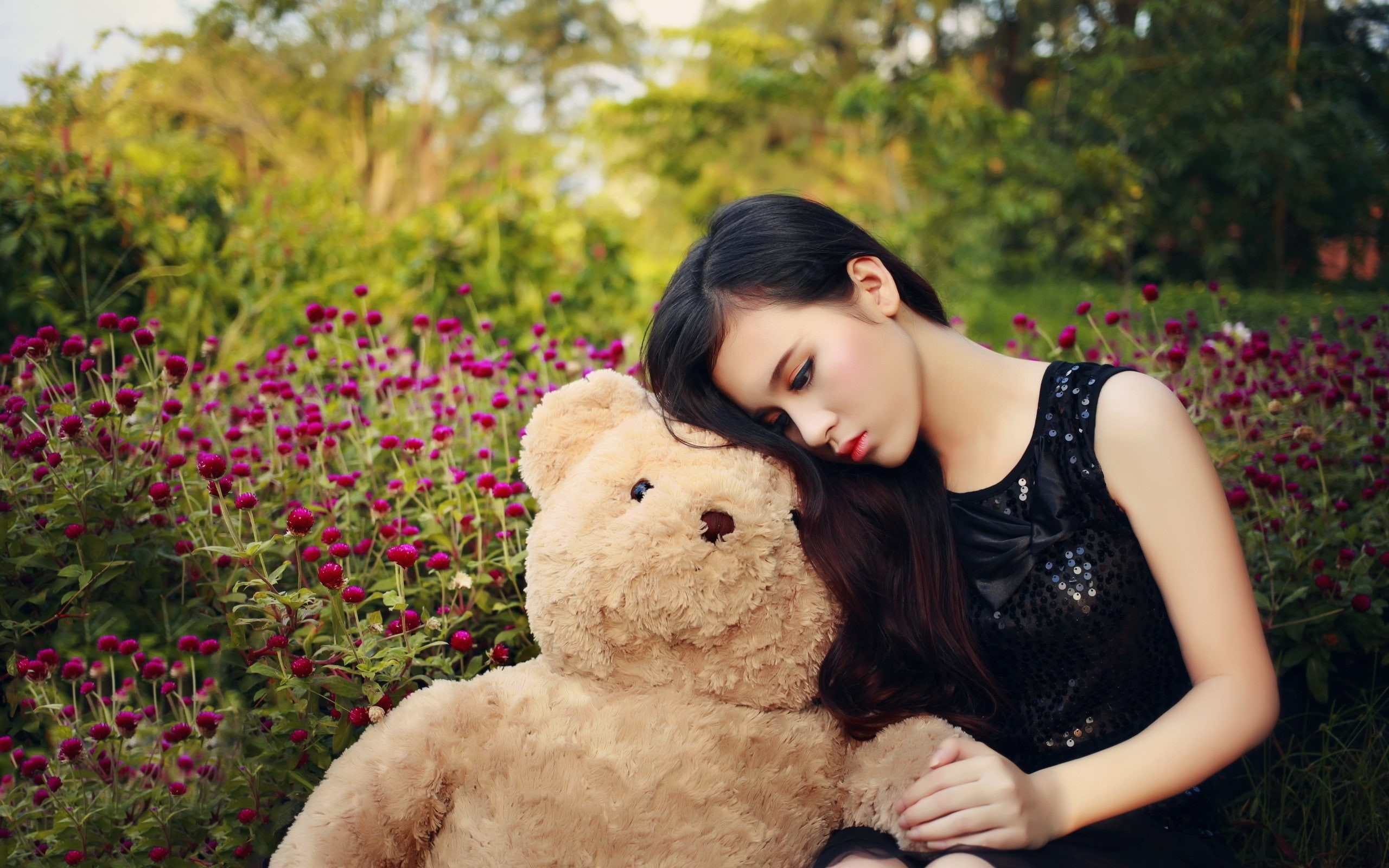 Teddy, Bear, 2K, Asian, Girl, Sadness, HD Wallpaper