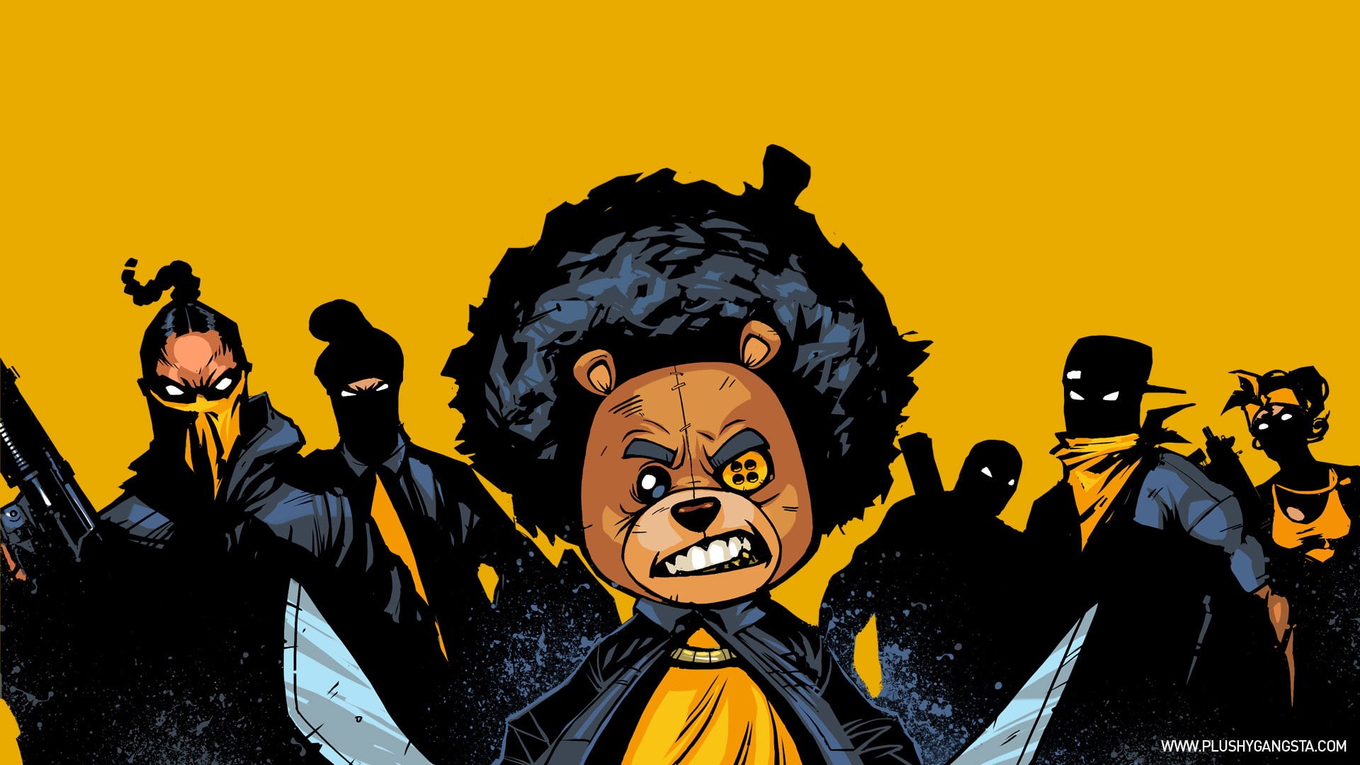 gangster, yellow, bear, cartoon/comic, hd, teddy, 1080P, HD Wallpaper