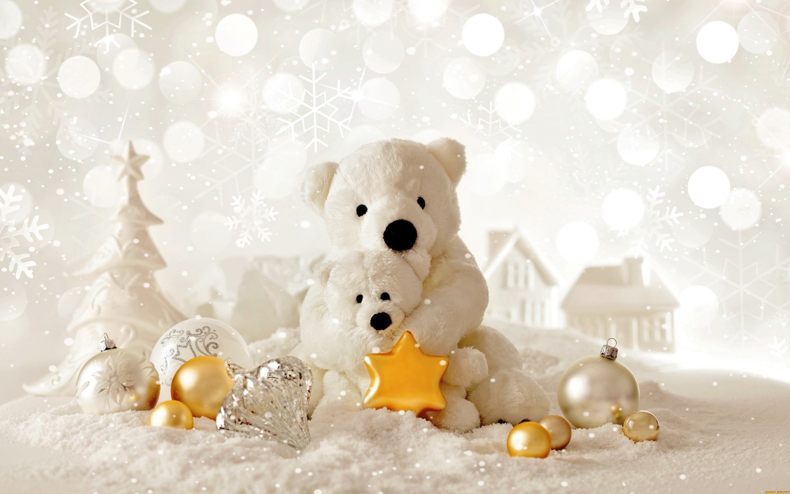 event, teddy bears, snow, white, representation, 2K, plush, Christmas, indoors, decoration, teddy bear, cold temperature, celebration, no people, toy, HD Wallpaper