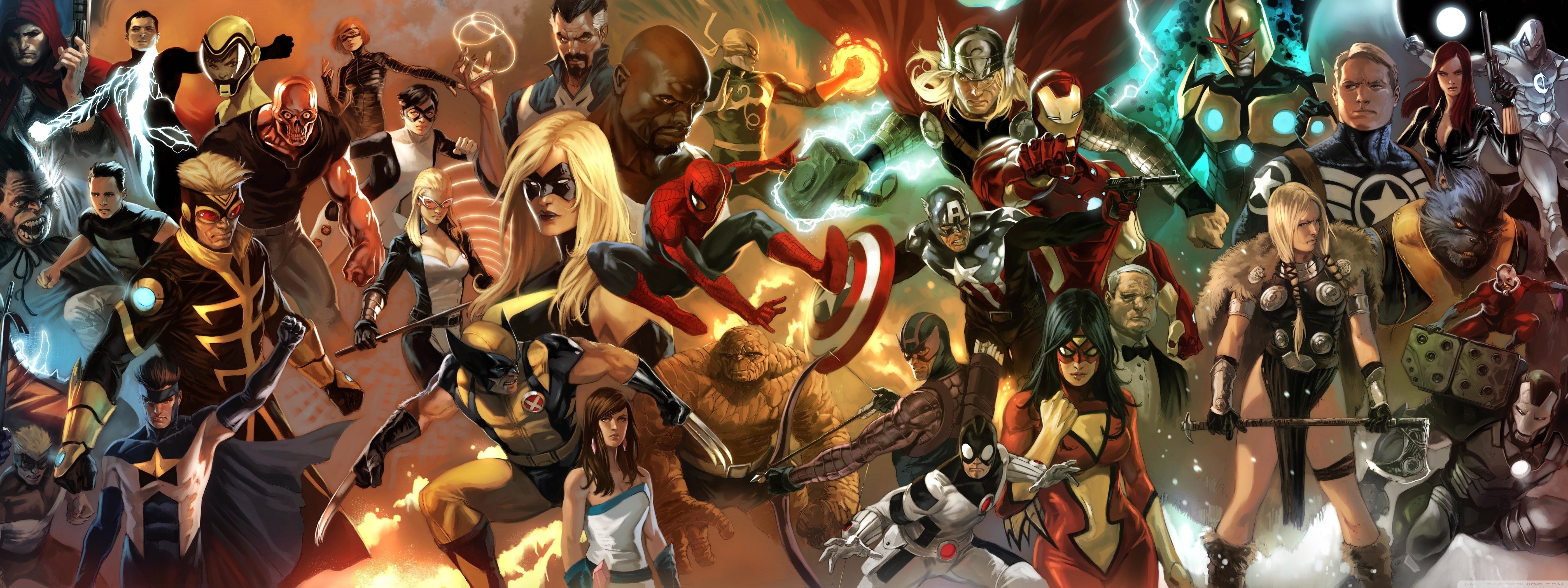 5K, heroes, marvel, characters, poster, marvel comics, comics, superheroes, cartoon characters, cartoon, HD Wallpaper