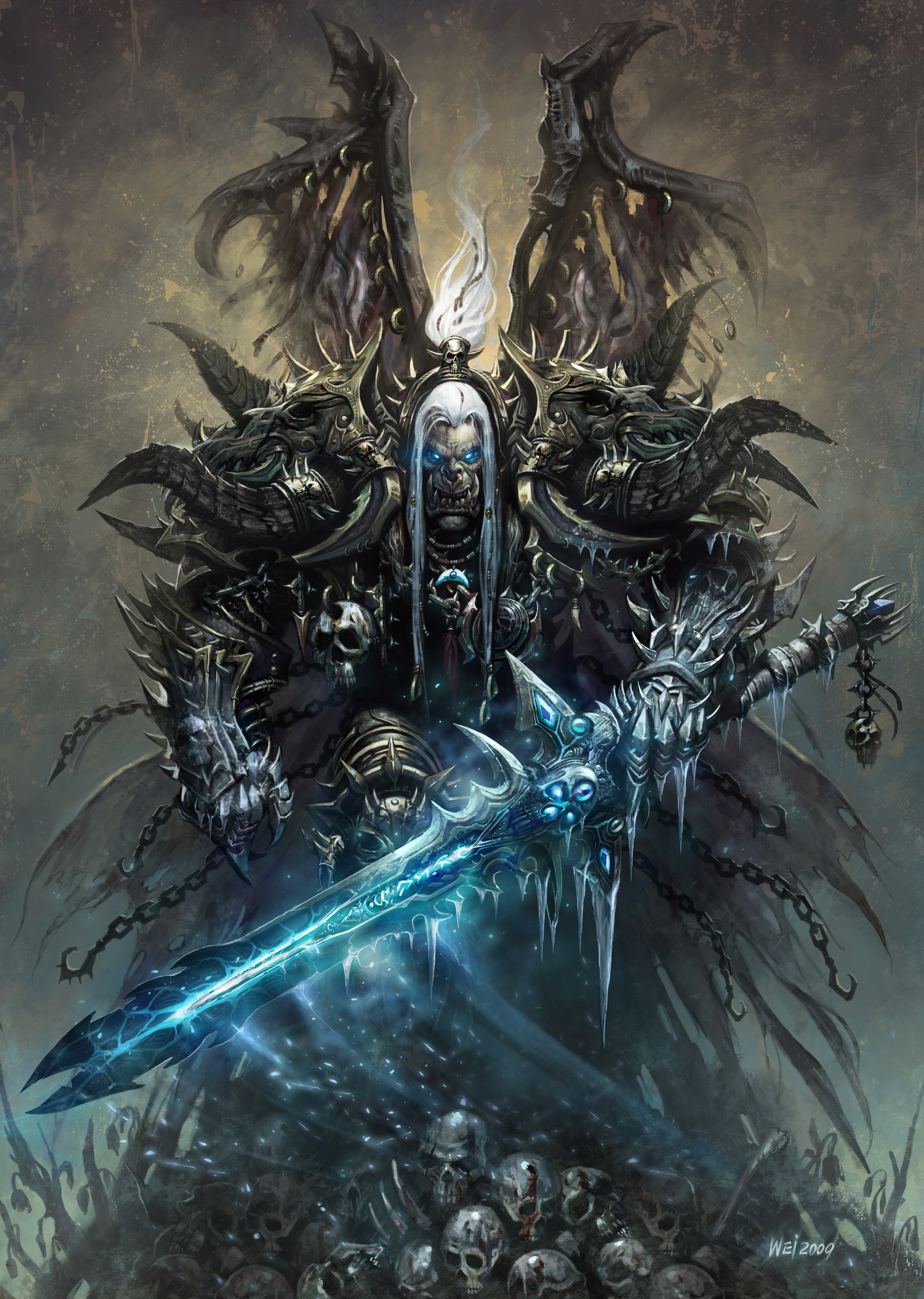 Orc, video games, skull, Death Knight, World of Warcraft: Wrath of the Lich King, 8K, World of Warcraft, Phone HD Wallpaper