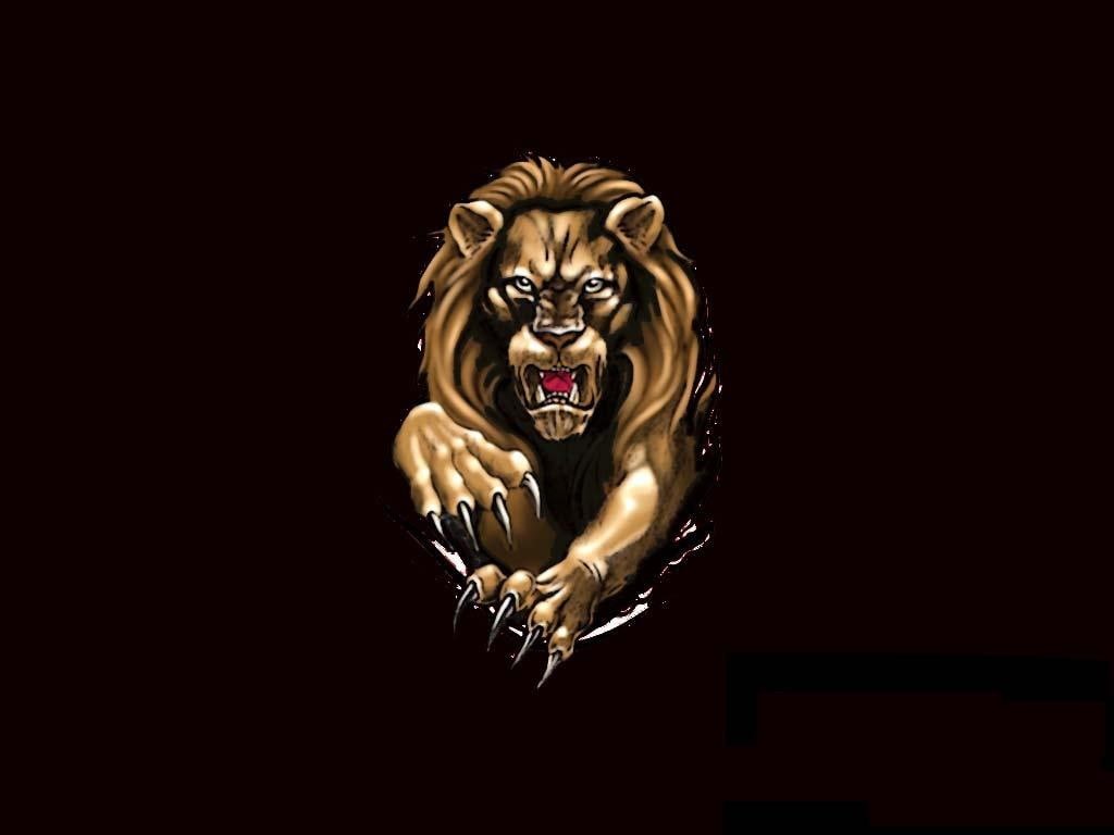 cg, leaping, d, Leaping Lion, art, 480P, lion, abstract, hd, HD Wallpaper