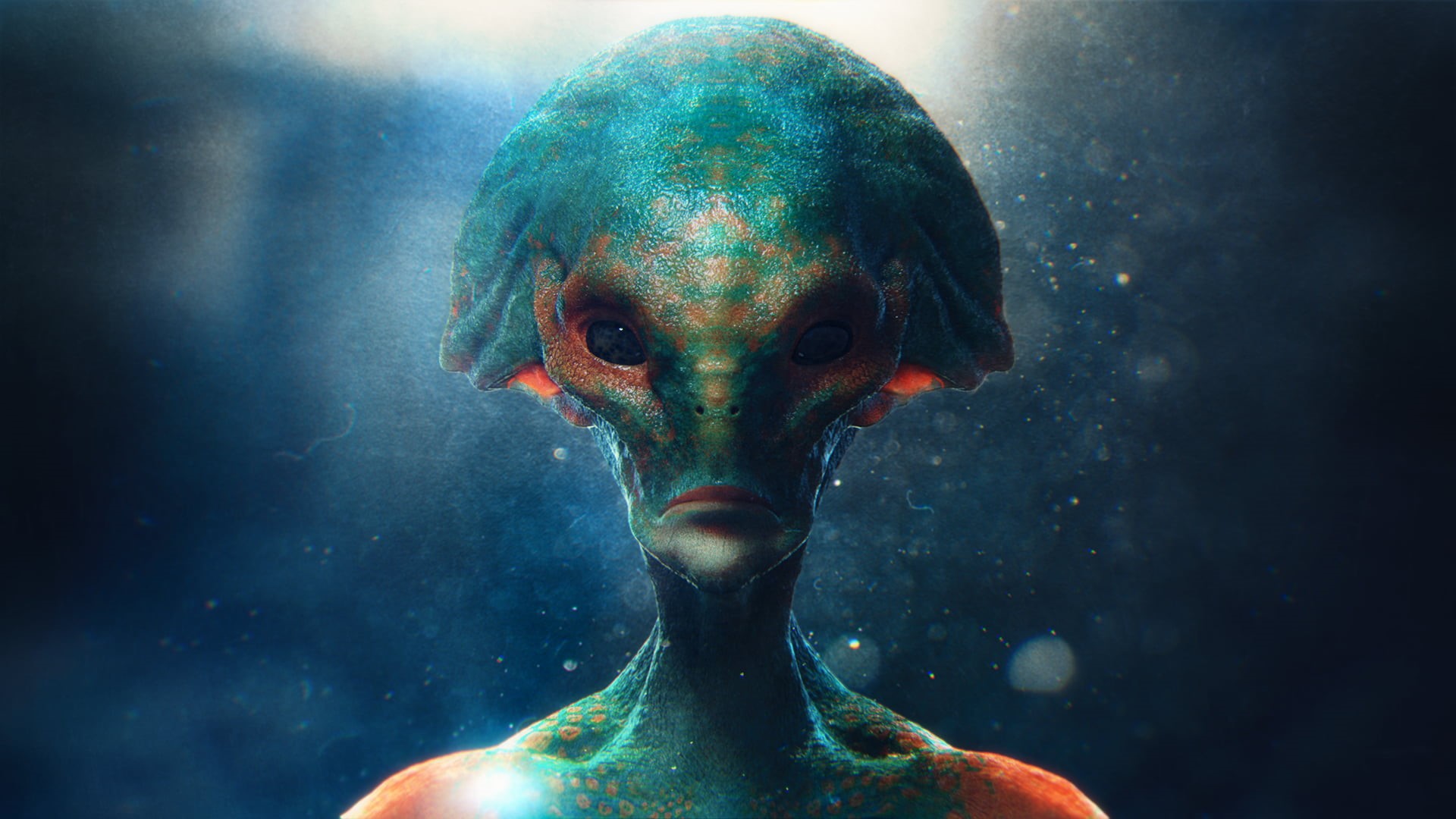 alien, 1080P, digital composite, focus on foreground, auto post production filter, CG, close-up, digital art, digital, front view, headshot, body part, HD Wallpaper