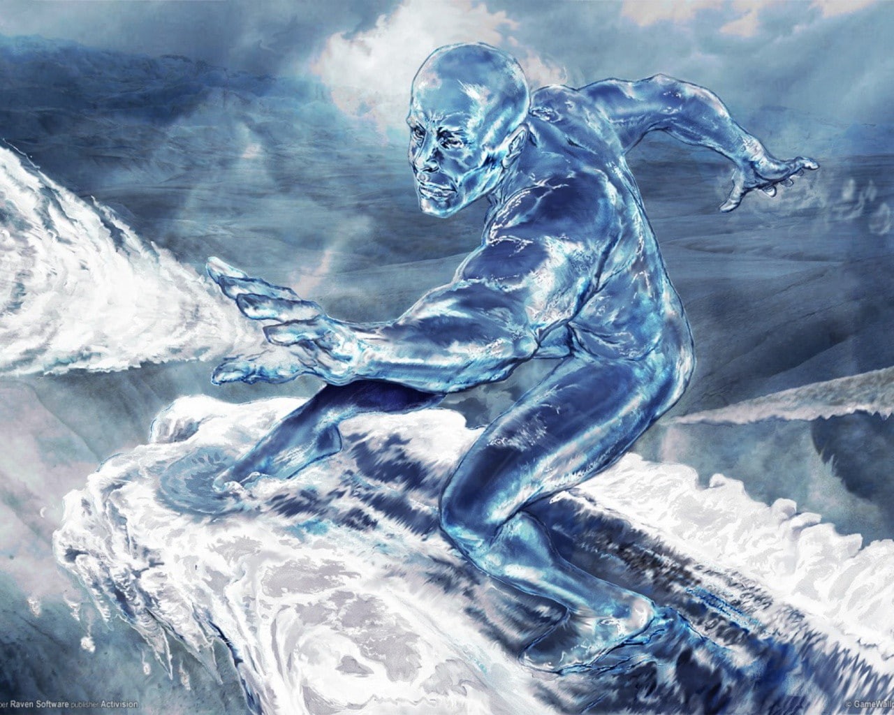 water, nature, snow, frozen, underwater, sunlight, one person, day, ice, Iceman, men, Ultimate Alliance, environment, outdoors, sport, reflection, cold temperature, HD Wallpaper