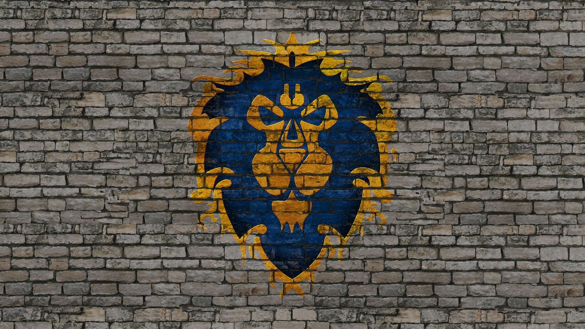 wall, sign, outdoors, architecture, full frame, wall - building feature, lion, printed, art and craft, World of Warcraft, logo, pattern, creativity, 1080P, HD Wallpaper