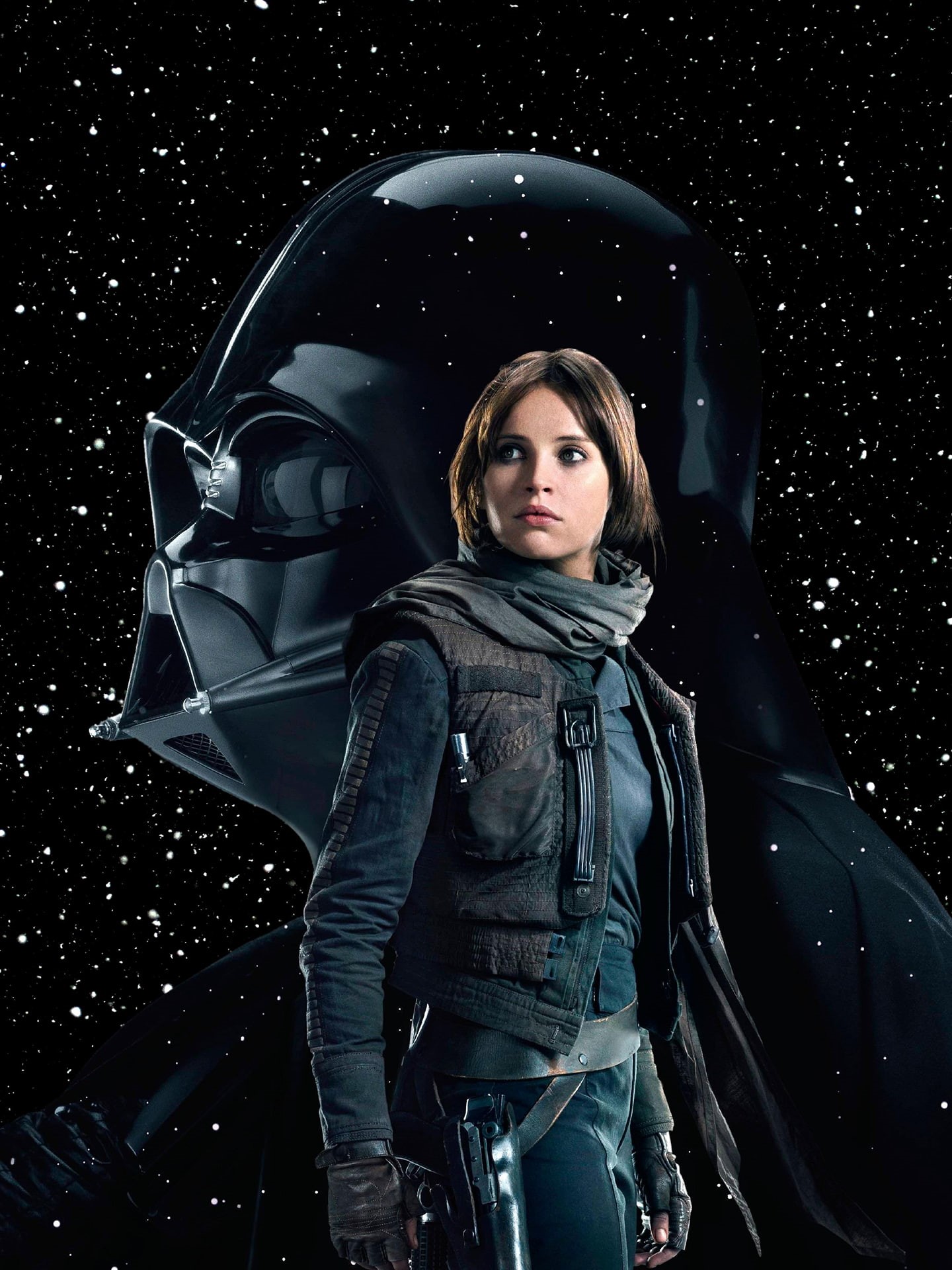 looking, women, Rogue One: A Star Wars Story, Felicity Jones, looking up, clothing, studio shot, beautiful woman, beauty, night, leather, one person, black color, Phone HD Wallpaper