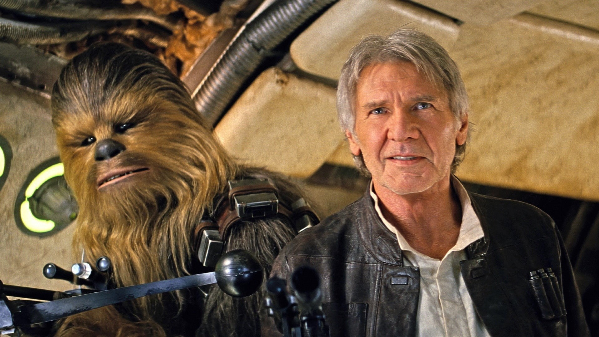 indoors, occupation, portrait, 1080P, domestic, males, one person, background, adult, mammal, Episode 7, Han Solo, Chewbacca, men, domestic animals, The Force Awakens, HD Wallpaper
