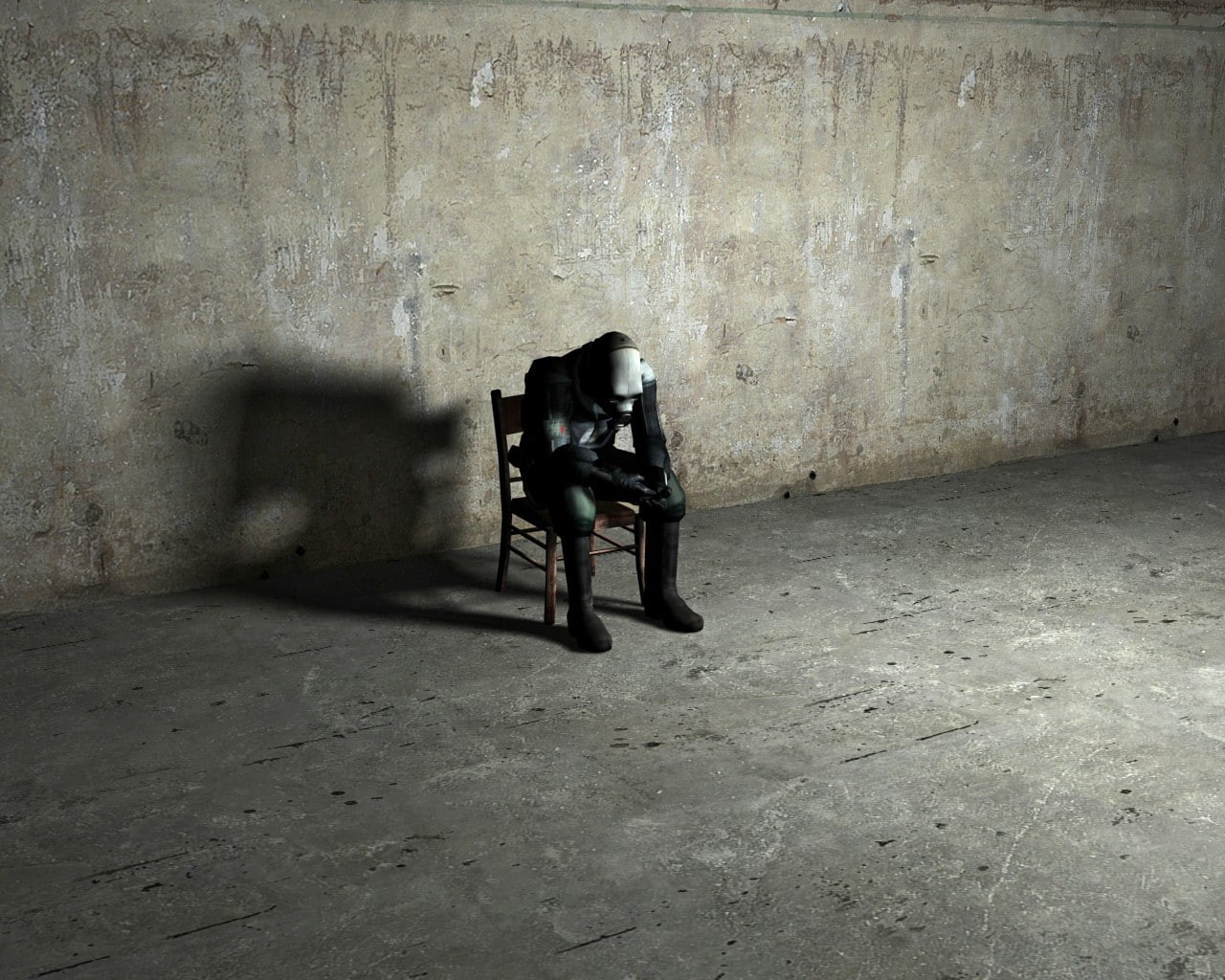 real people, building, Half-Life, one person, indoors, abandoned, wheelchair, concrete, Combine, built structure, chair, shadow, absence, Half-Life 2, seat, HD Wallpaper