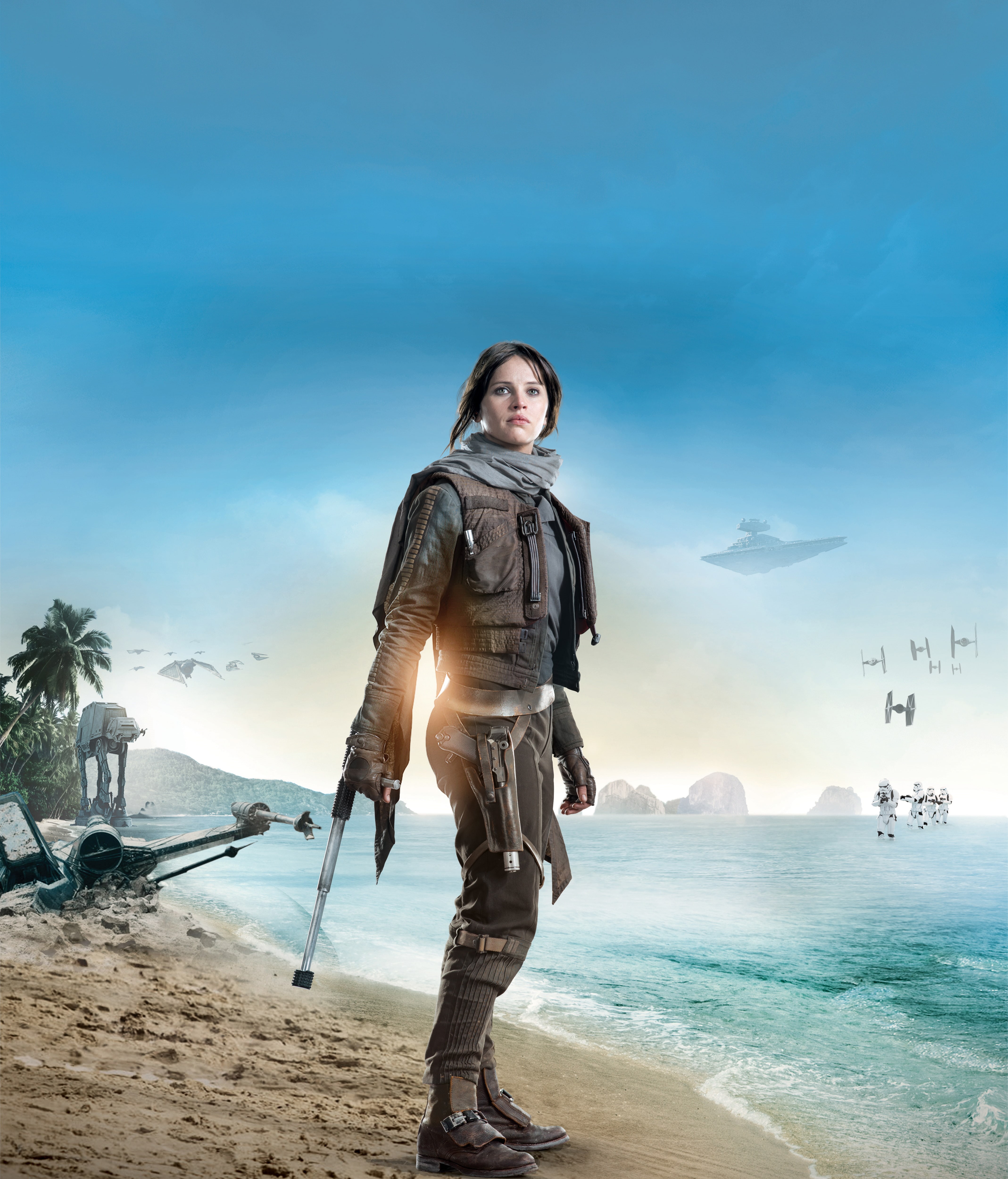 Jyn Erso, Rogue One: A Star Wars Story, 4K, 4K, Felicity Jones, Phone HD Wallpaper
