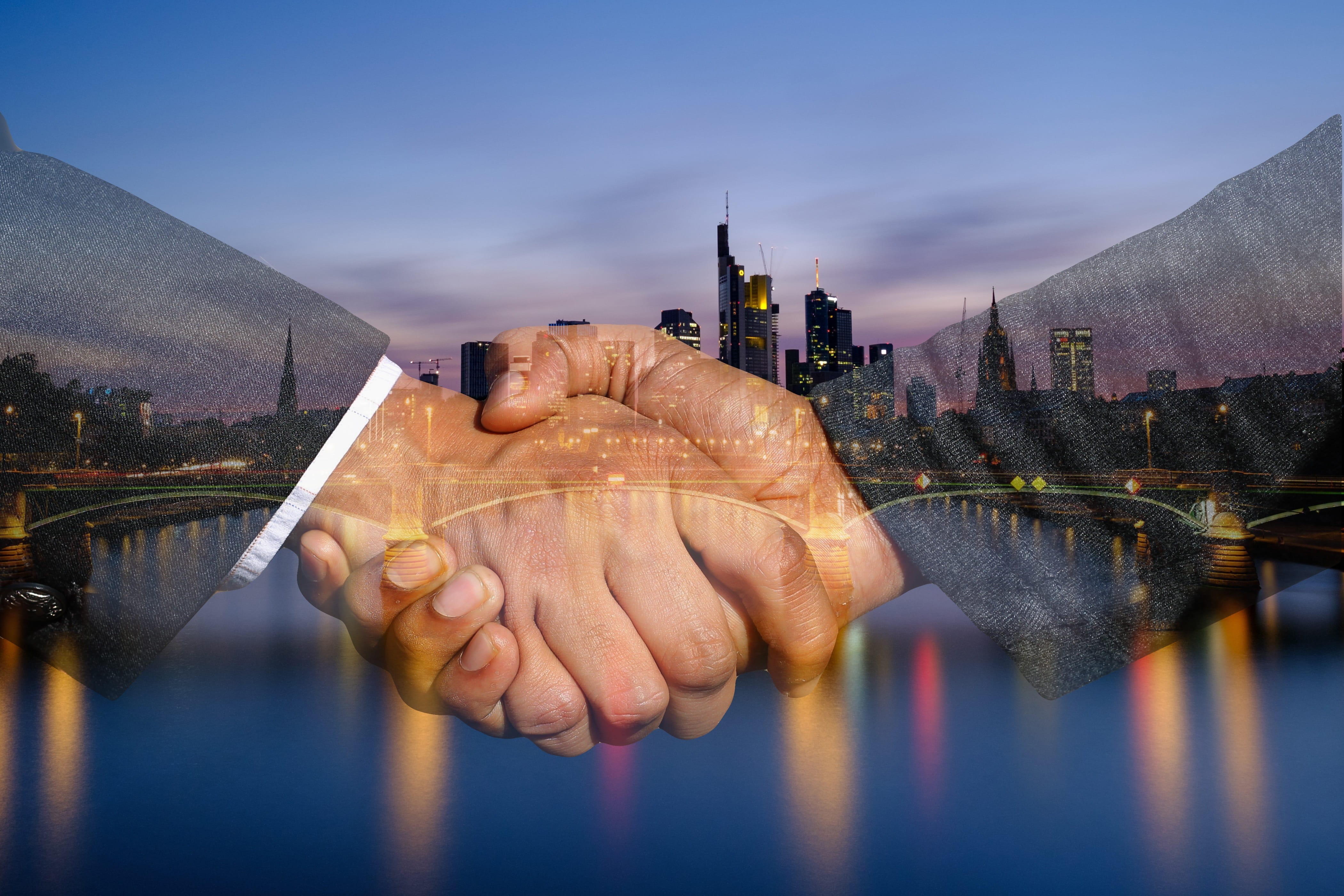 water, river, liability, built structure, welcome, friendship, suit, outdoors, businessmen, skyscraper, binding, together, architecture, nature, relationship, HD Wallpaper