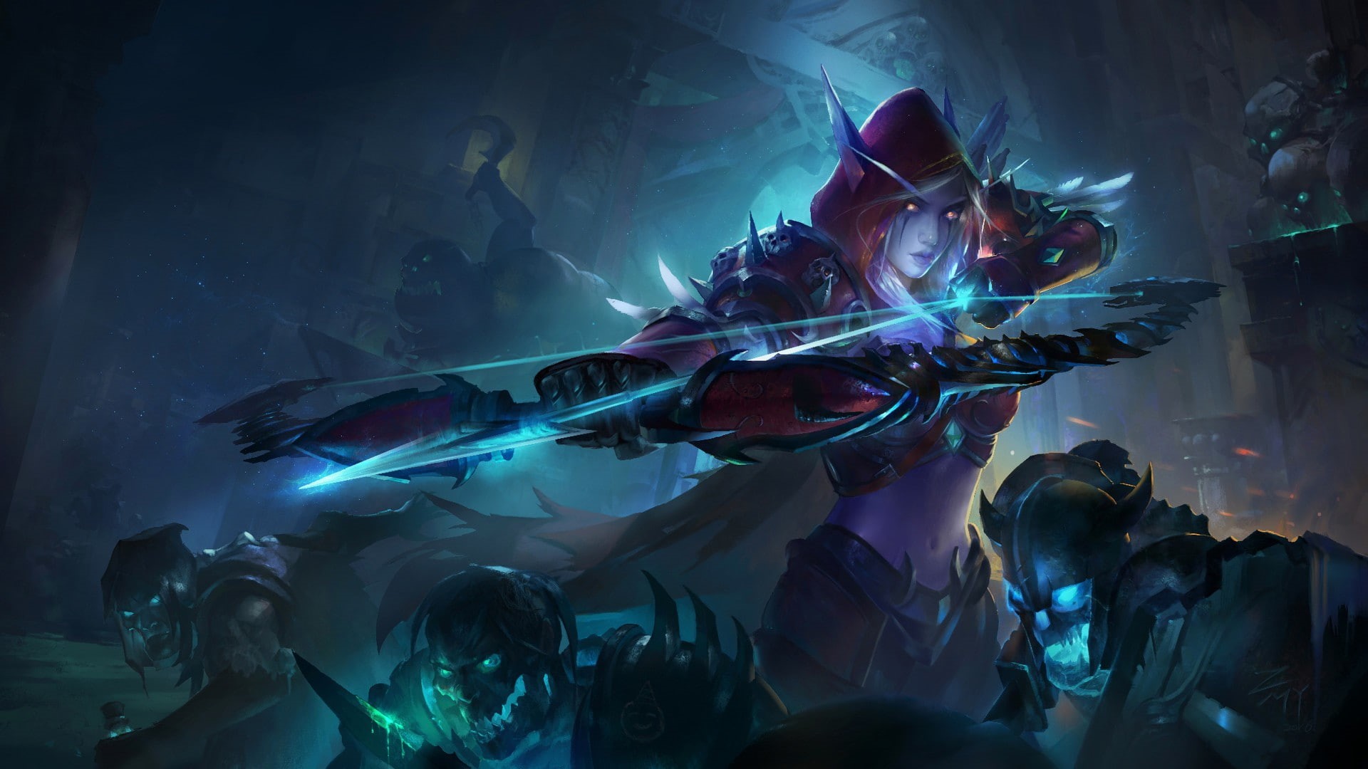 digital composite, people, playing, music, musical instrument, musician, string instrument, guitarist, warrior elves sylvanas windrunner fantasy art world of warcraft wrath of the lich king undead, HD Wallpaper