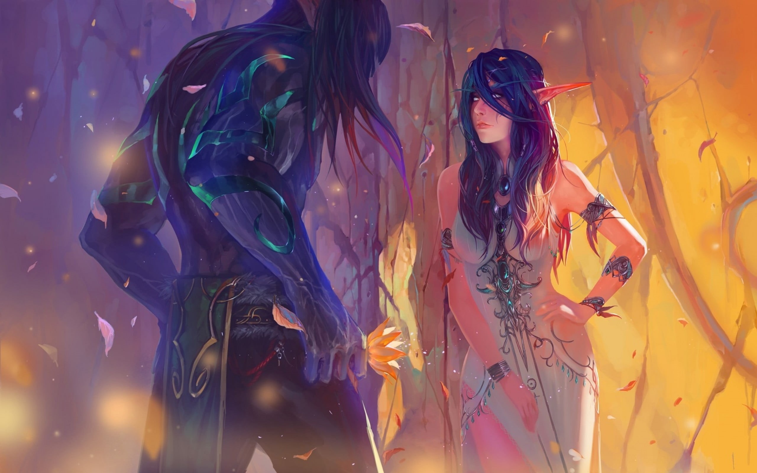  Tyrande, memento of tyrande, hair, women, beauty, Night Elves, colorful, young adult, elf, haired, lifestyles, anime, clothing, 2K, Illidan Stormrage, HD Wallpaper