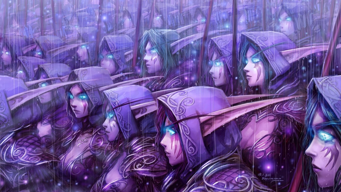 elf, world of warcraft, games, video, art, hd, night, x, world, warcraft, elves, archers, 720P, HD Wallpaper
