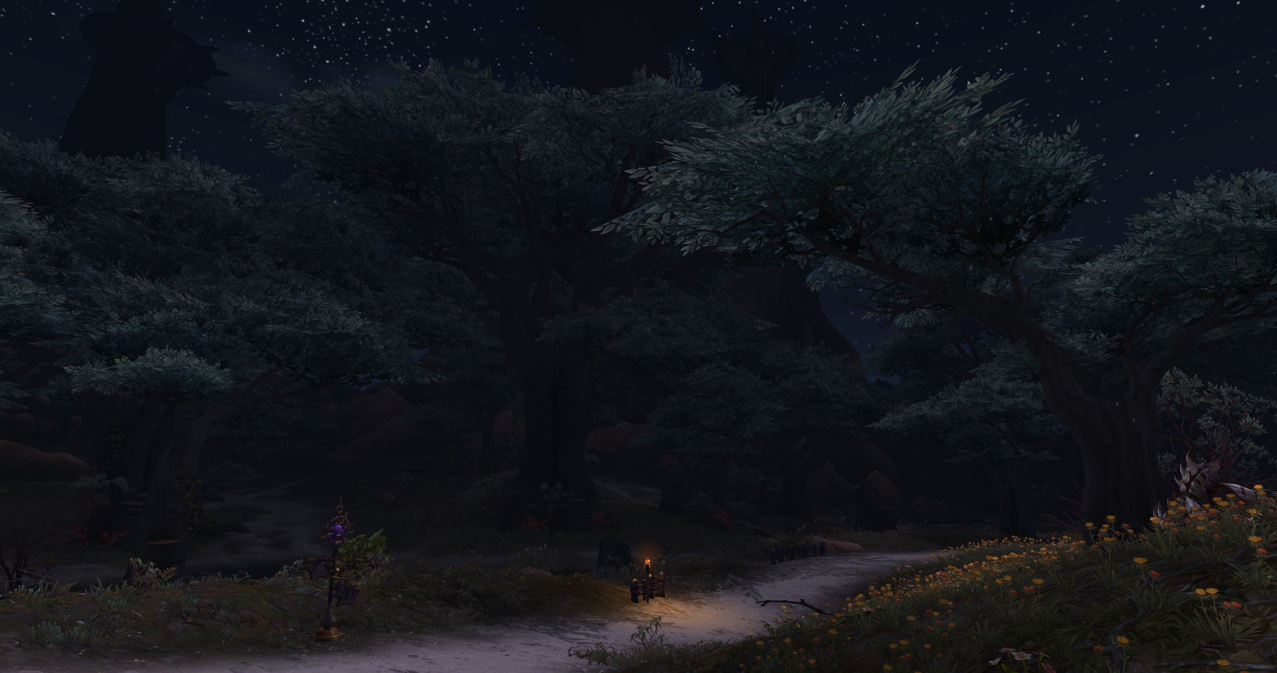 beauty in nature, park - man made space, green, World of Warcraft, park, World of Warcraft: Warlords of Draenor, nature, night, field, road, lifestyles, HD Wallpaper
