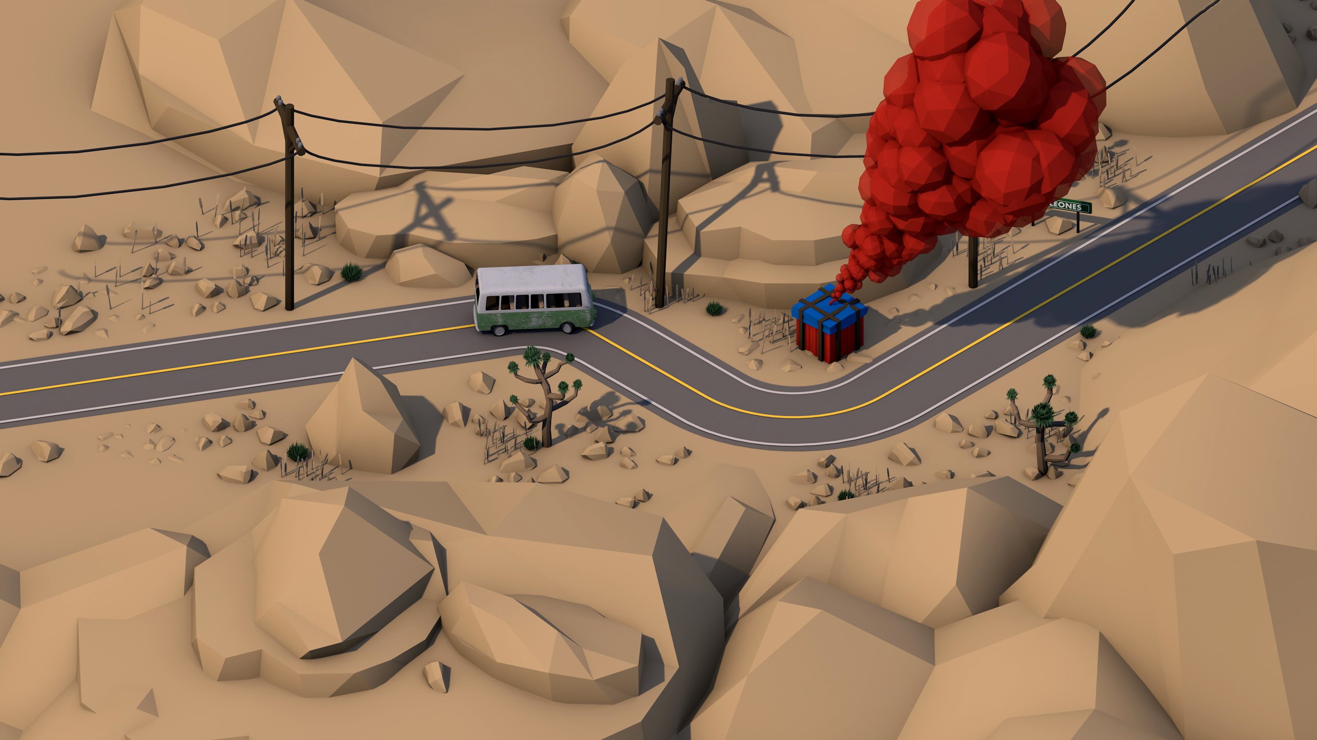 Player Unknown Battleground, PUBG, 3D, 2K, low poly, HD Wallpaper