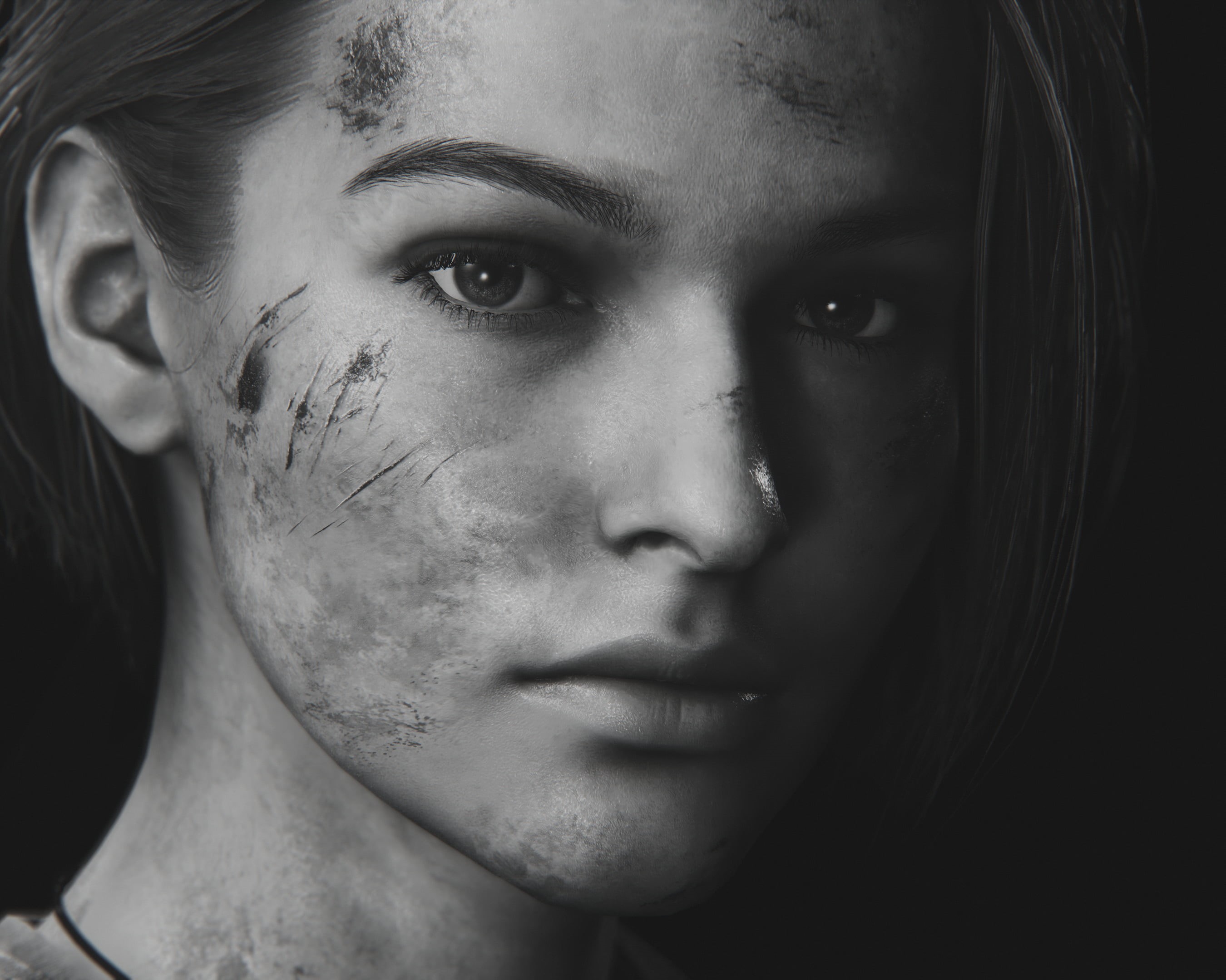 portrait, Resident Evil 3 Remake, Jill Valentine, Resident Evil, monochrome, video games, 2K, HD Wallpaper