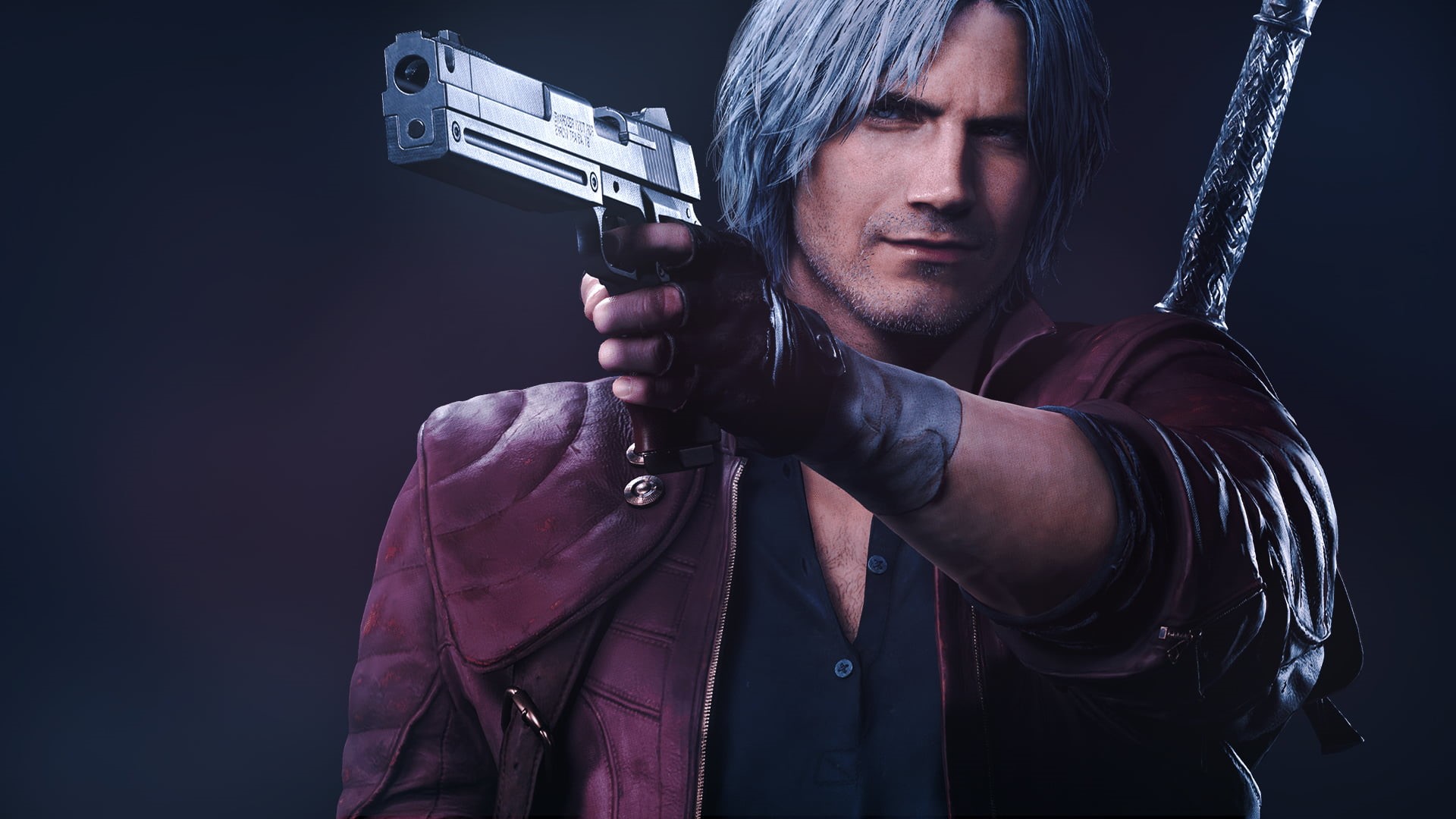devilmaycry5, men, video games, one person, holding, handgun, young men, Devil May Cry, black background, DMC, security, shooting a weapon, aggression, HD Wallpaper