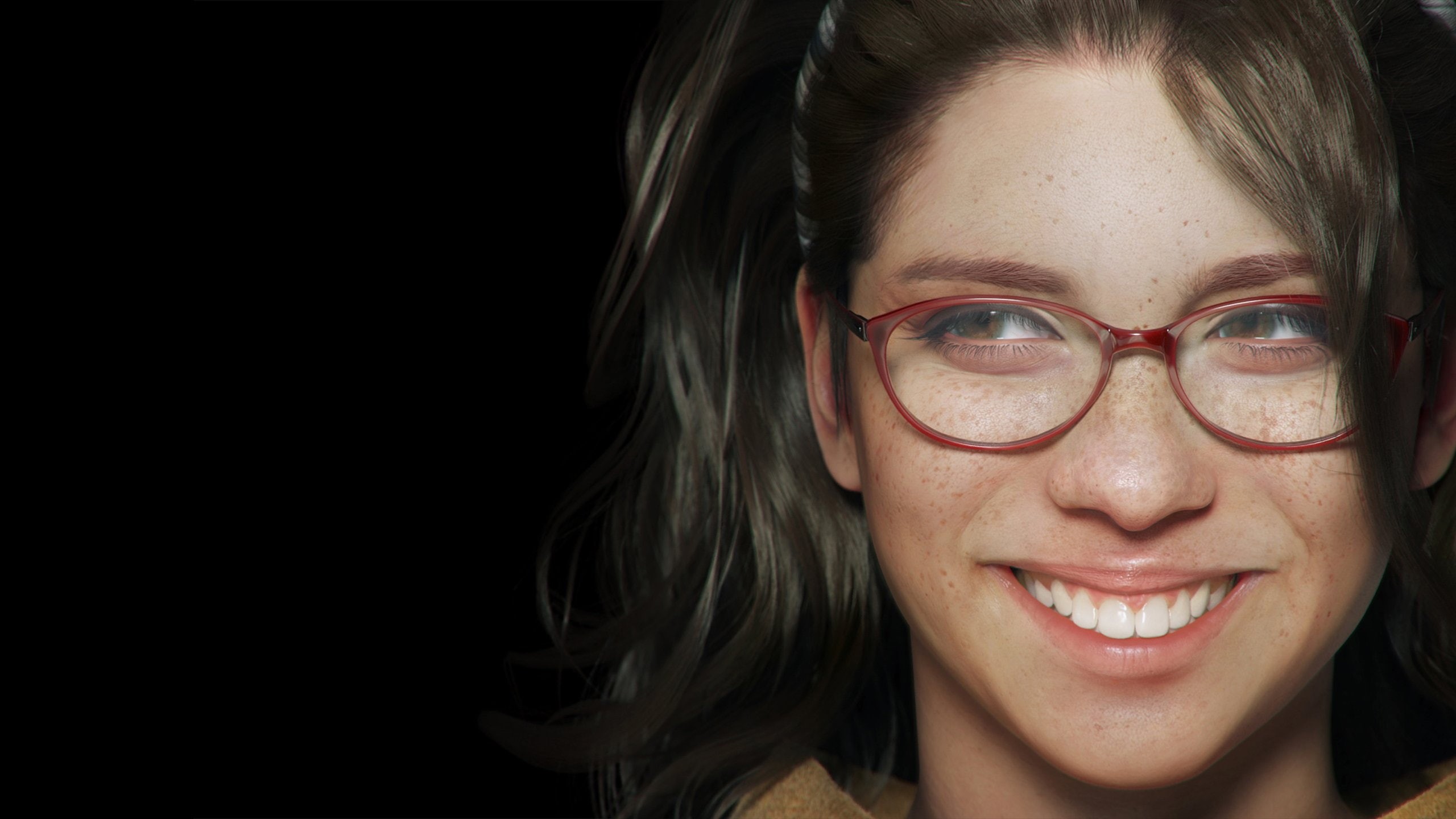 Nico (Devil May Cry), happiness, hairstyle, brunette, smiling, looking at camera, human face, close-up, video games, women with glasses, body part, adult, HD Wallpaper