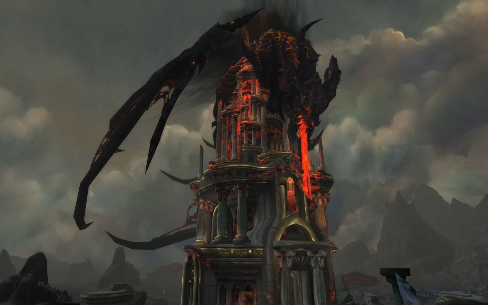720P, tourism, travel, destroying, mountain, castle, architecture, motion, digital, low angle view, spirituality, built structure, World of Warcraft, illuminated, HD Wallpaper