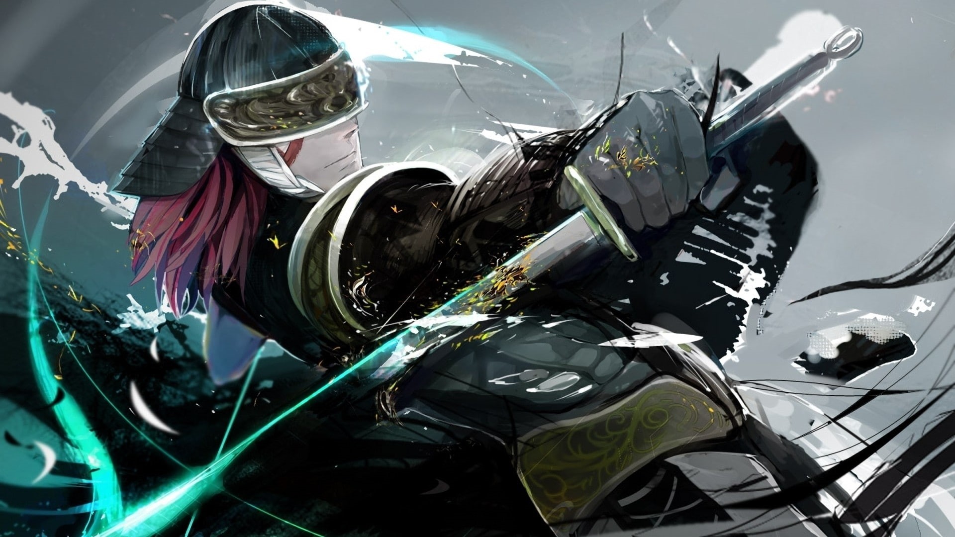 anime, 1080P, samurai, sword, warrior, HD Wallpaper