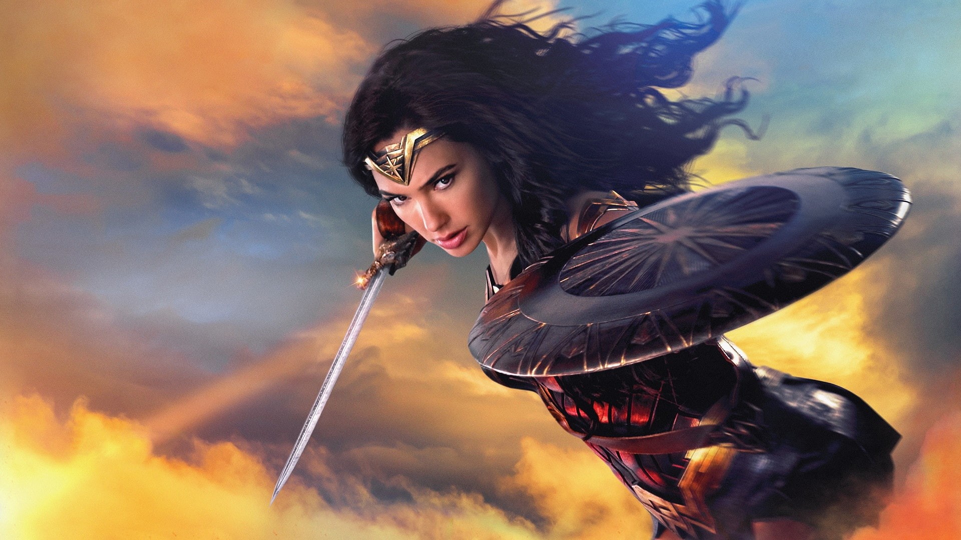 Gal Gadot, DC Comics, shield, women, 1080P, sword, Wonder Woman, HD Wallpaper