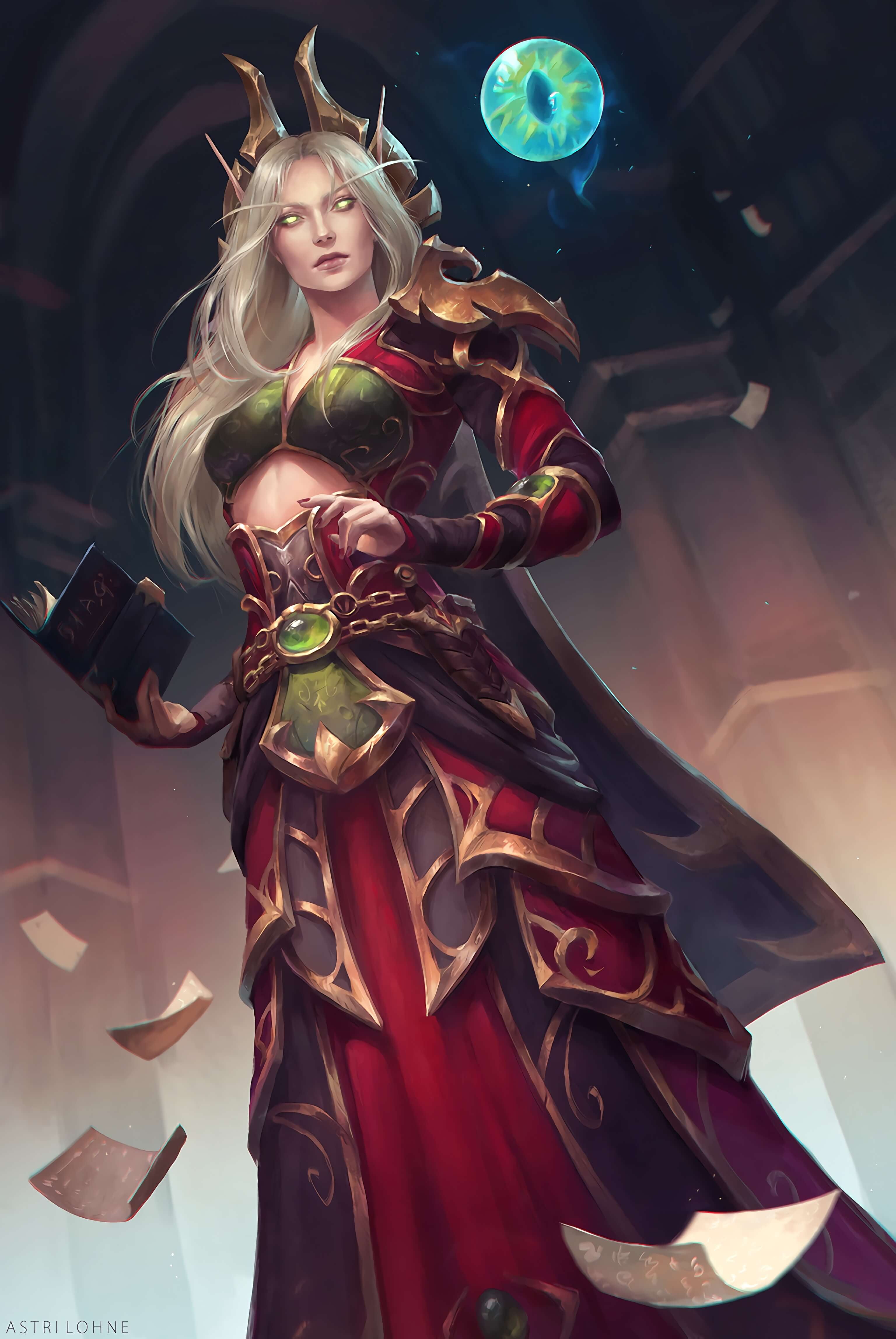 one person, beautiful woman, World of Warcraft, yellow eyes, blonde, young women, looking at viewer, beauty, event, artwork, Blood Elf, females, women, Phone HD Wallpaper