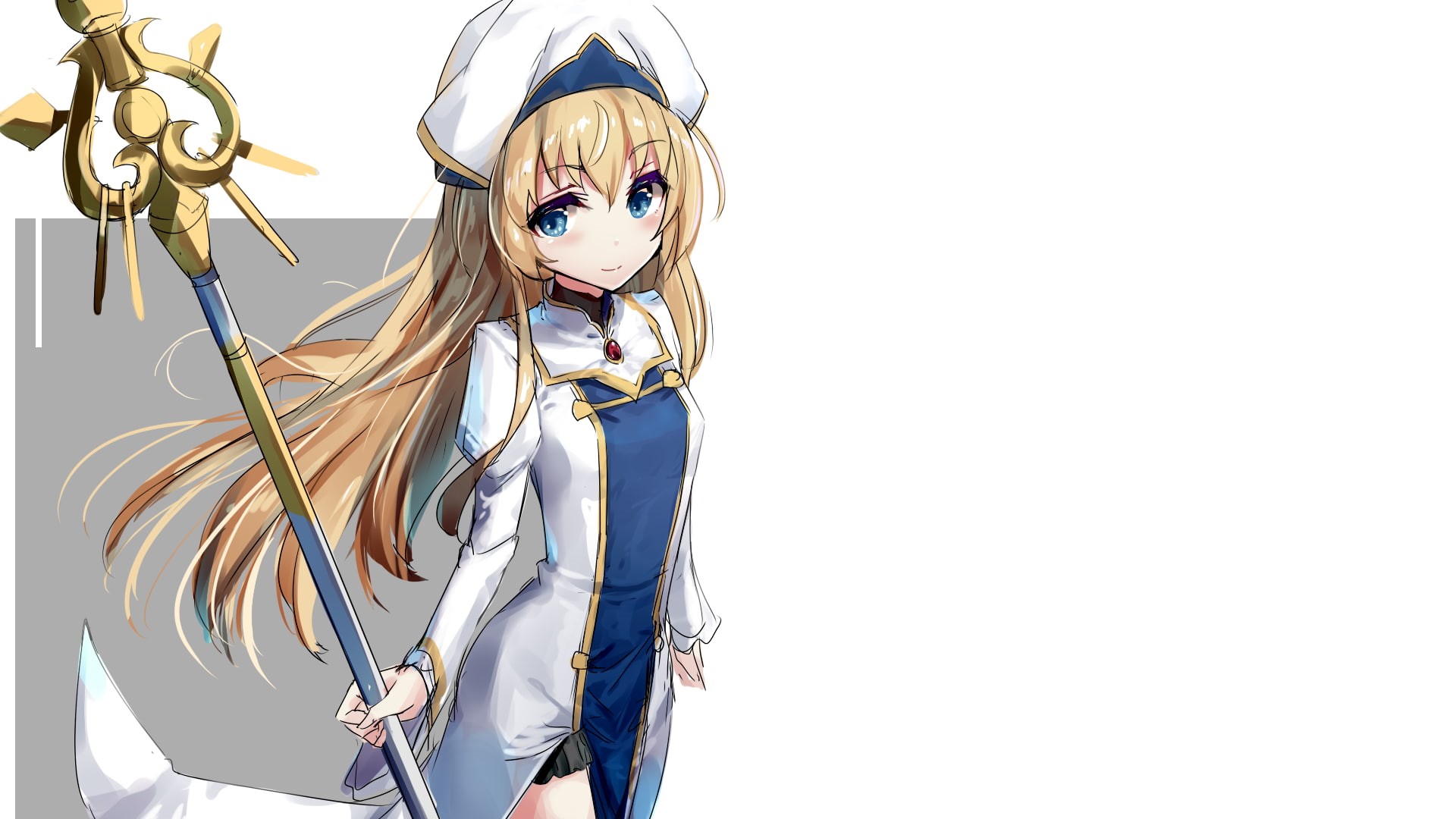 simple background, anime girls, 1080P, white background, anime, priestess, Goblin Slayer, HD Wallpaper
