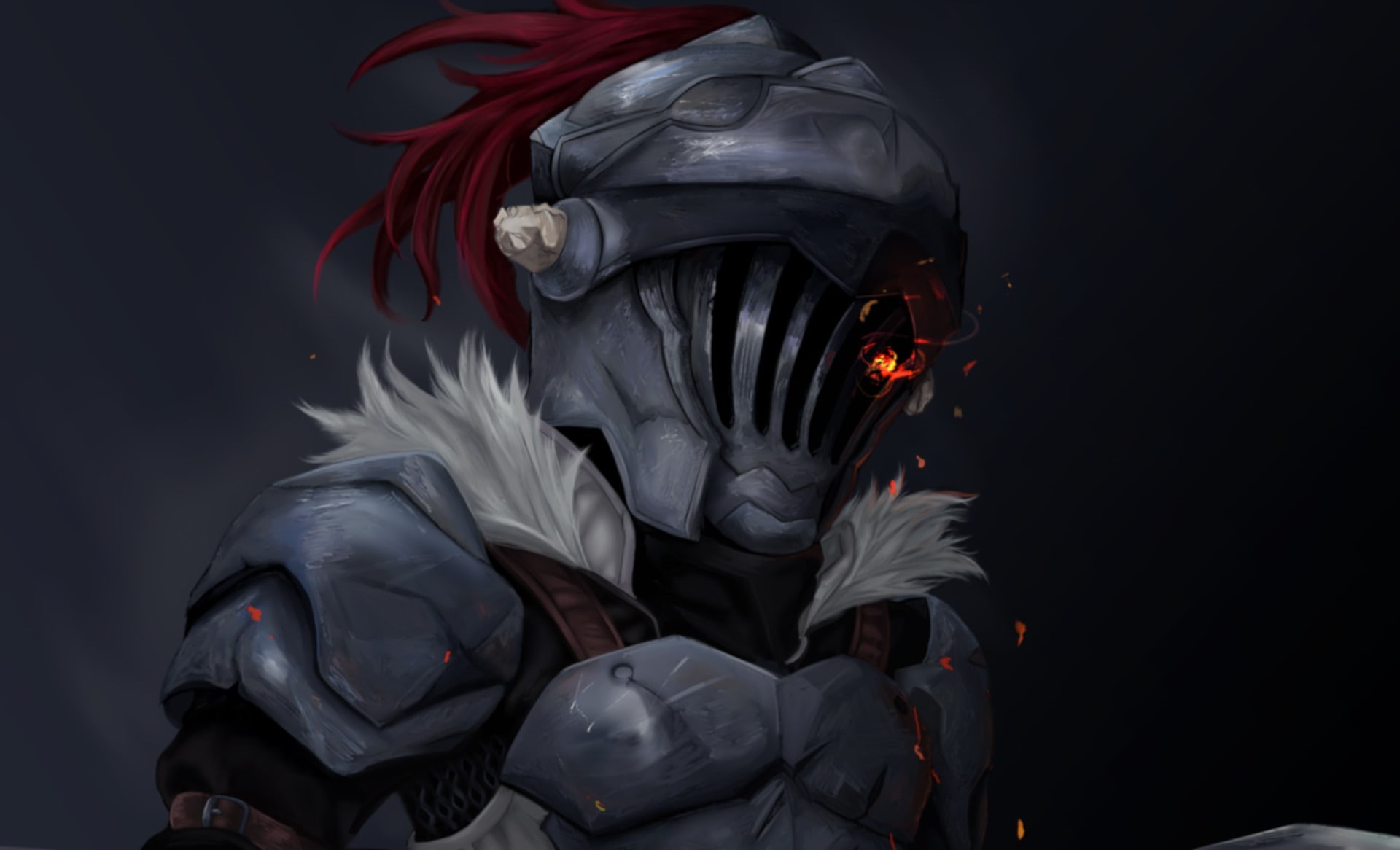 protection, unrecognizable person, real people, red, studio shot, rear view, portrait, one person, Anime, Goblin Slayer, white color, indoors, 1080P, security, HD Wallpaper