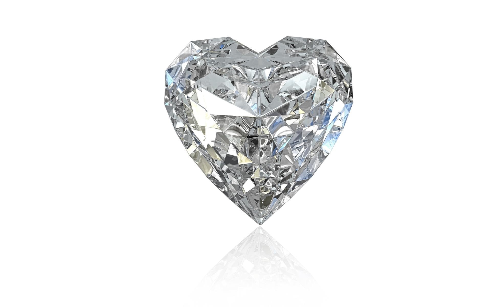 3d and abstract, diamond, heart, valentine, 1080P, love, HD Wallpaper