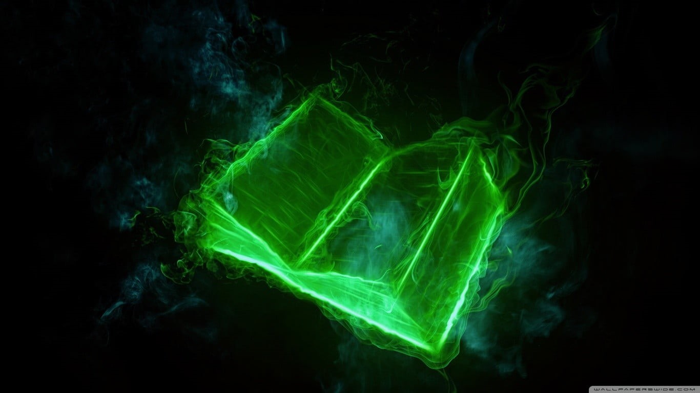 vibrant color, green, design, green color, black, indoors, books, studio shot, science, black background, nature, 720P, three dimensional, flowing, motion, HD Wallpaper