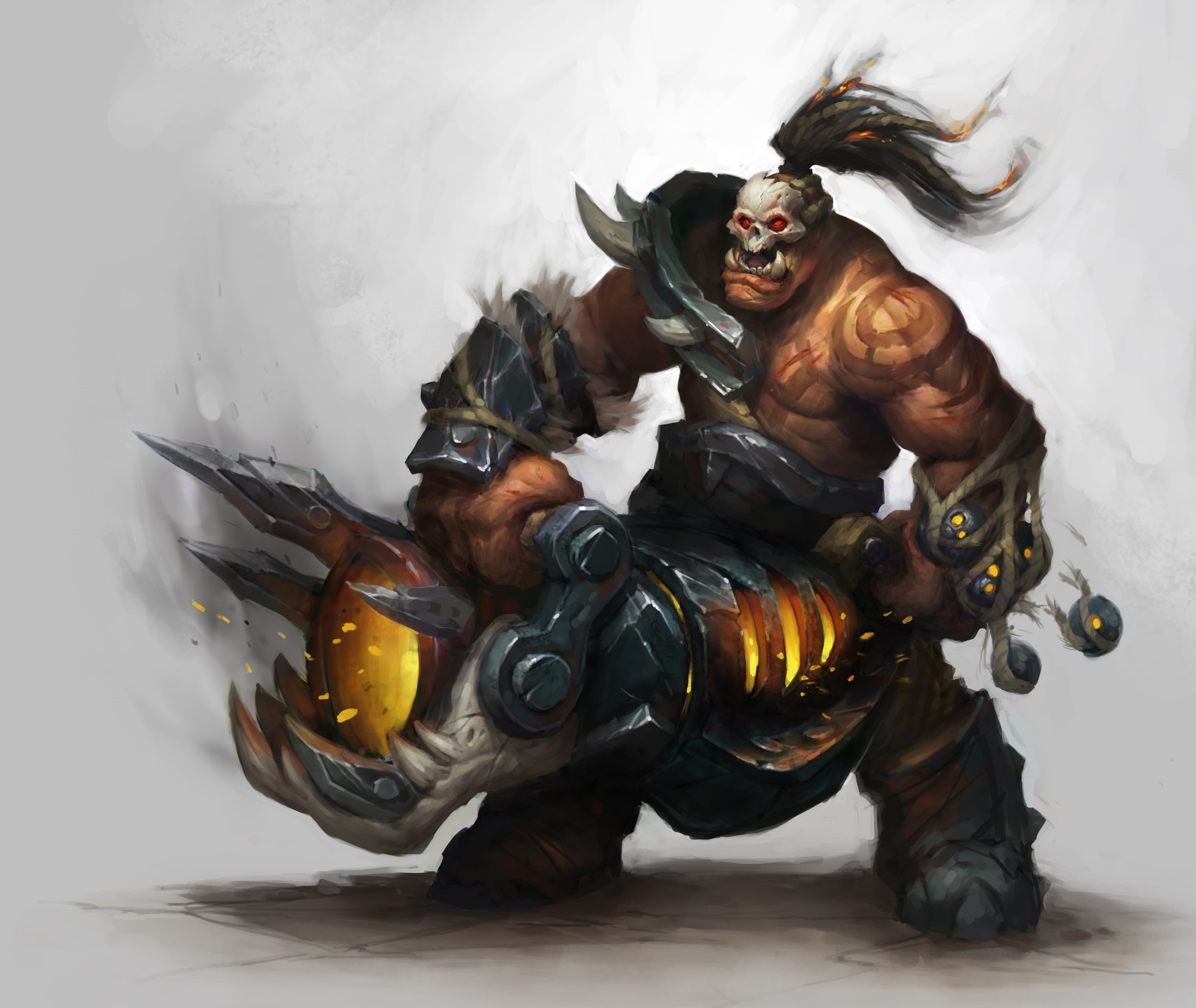 male likeness, 1080P, hellscream, conflict, warcraft, fantasy, Warlords of Draenor, craft, sculpture, full length, art and craft, human representation, HD Wallpaper