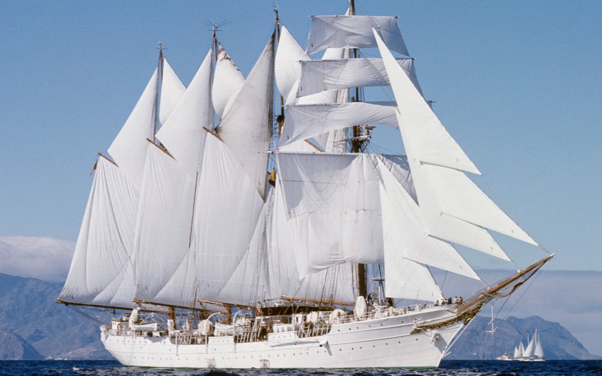 above, rigging, travel, environment, no people, transportation, sailboat, water, sea, blue, 1080P, yacht, ship, sailing ship, vehicle, mode of transportation, HD Wallpaper