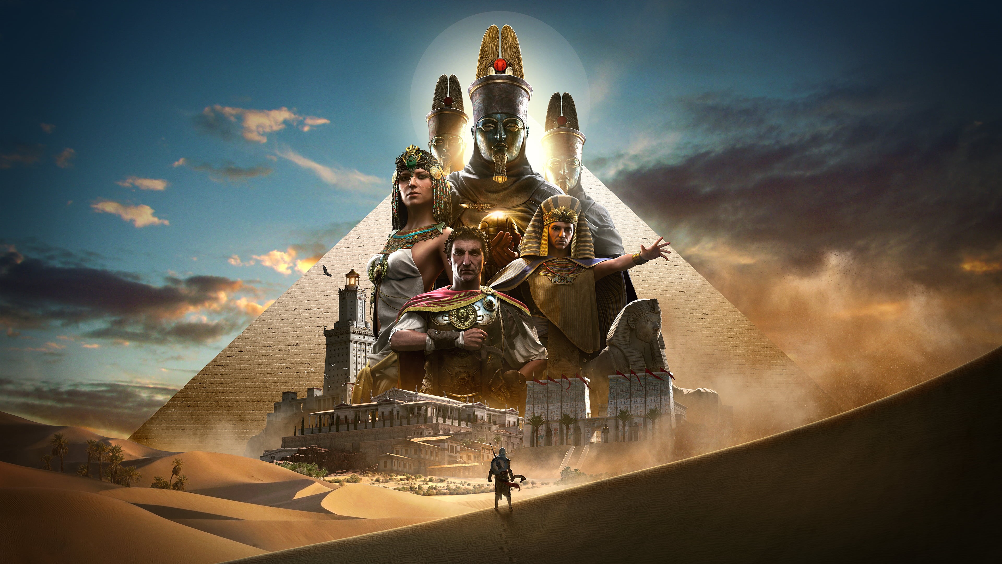 white, human representation, togetherness, brown, nature, the past, Cleopatra, 4K, men, sunset, religion, adult, history, galleon, art and craft, Assassins Creed: Origins, HD Wallpaper