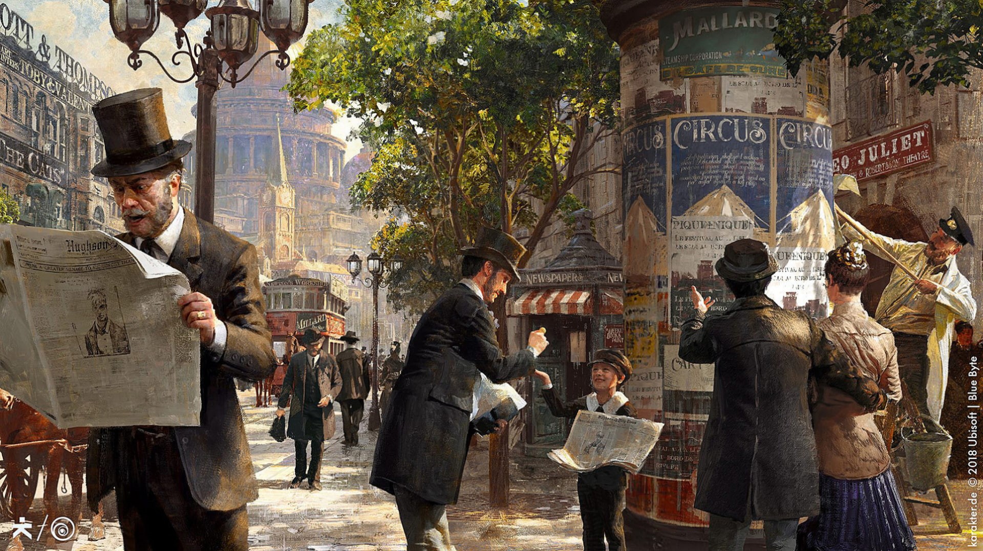 Video Game, Street, Newspaper, People, Anno 1800, 1080P, HD Wallpaper