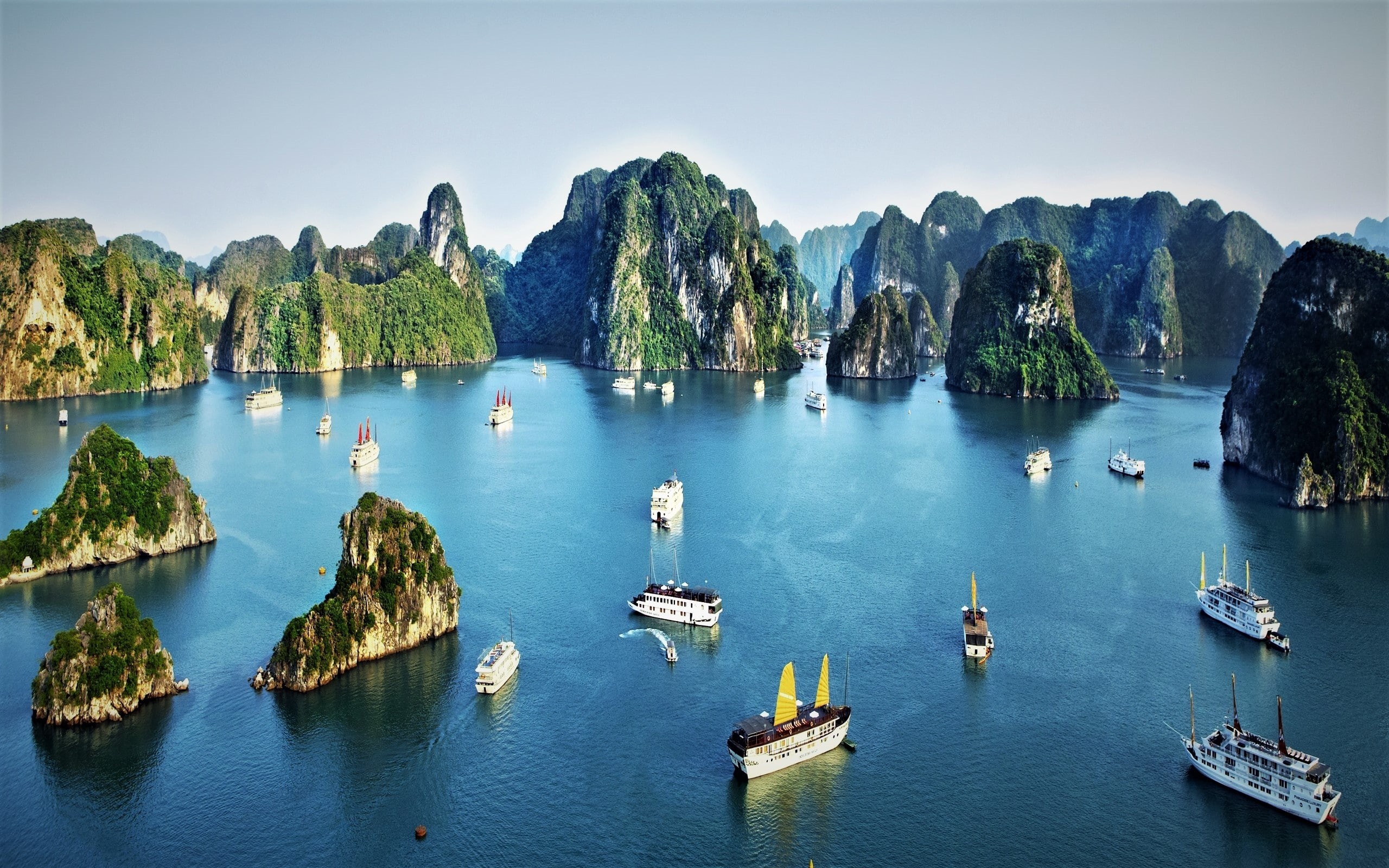 outdoors, day, mode of transportation, sky, scenics - nature, tranquility, no people, travel destinations, ships, water, vietnam, Nature, transportation, HD Wallpaper