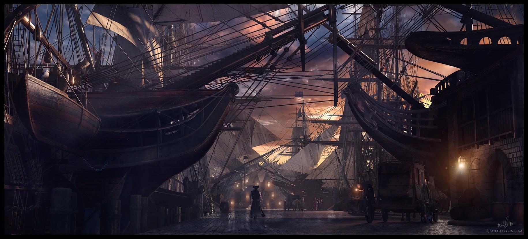 mode of transportation, renaissance, lot, built structure, medieval, ports, digital, city, ship, machinery, outdoors, nautical vessel, building exterior, HD Wallpaper