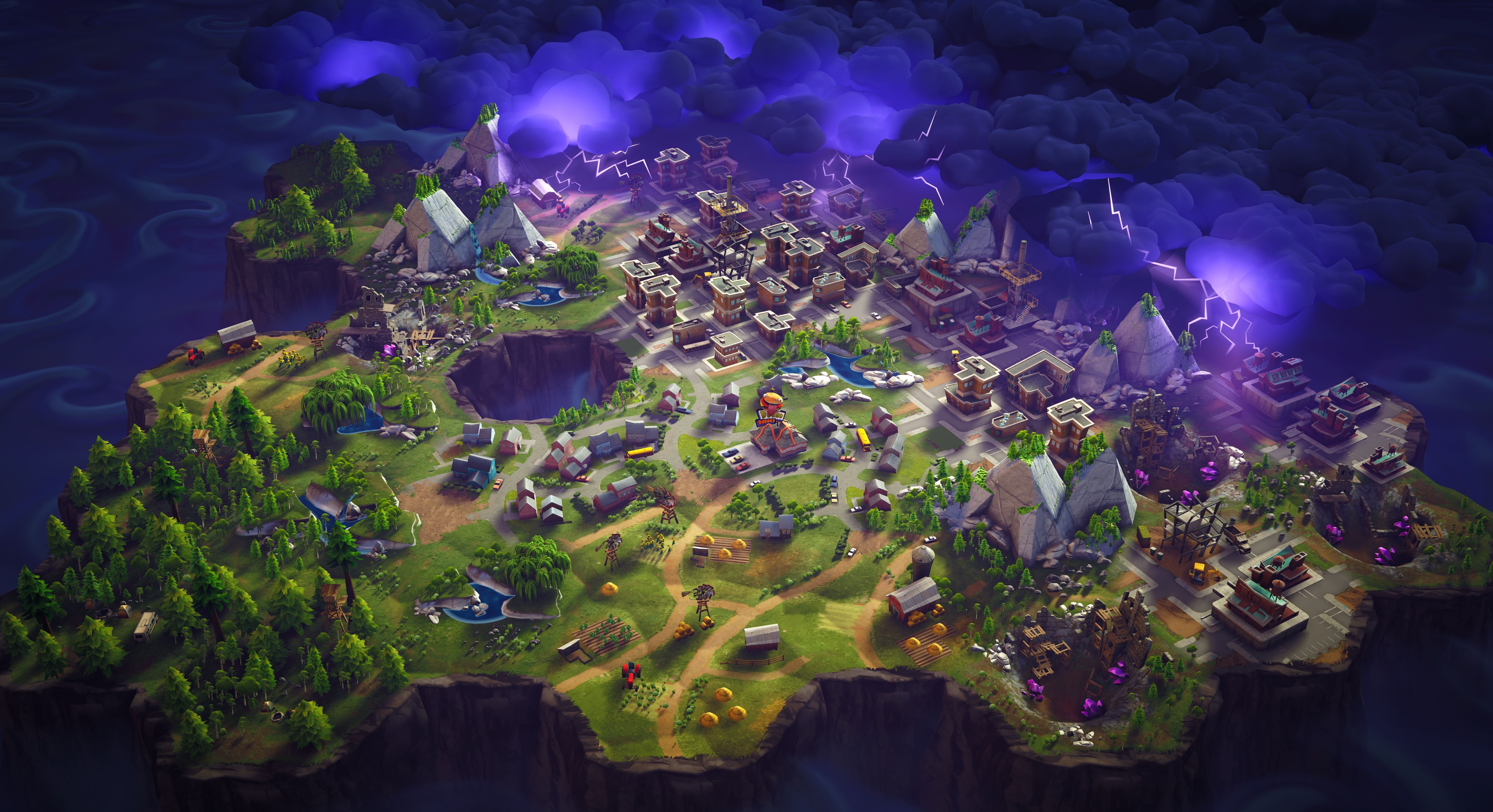high angle view, illuminated, city, nature, built structure, night, green, decoration, travel destinations, purple, Battle Royale, animal, floral, water, HD Wallpaper