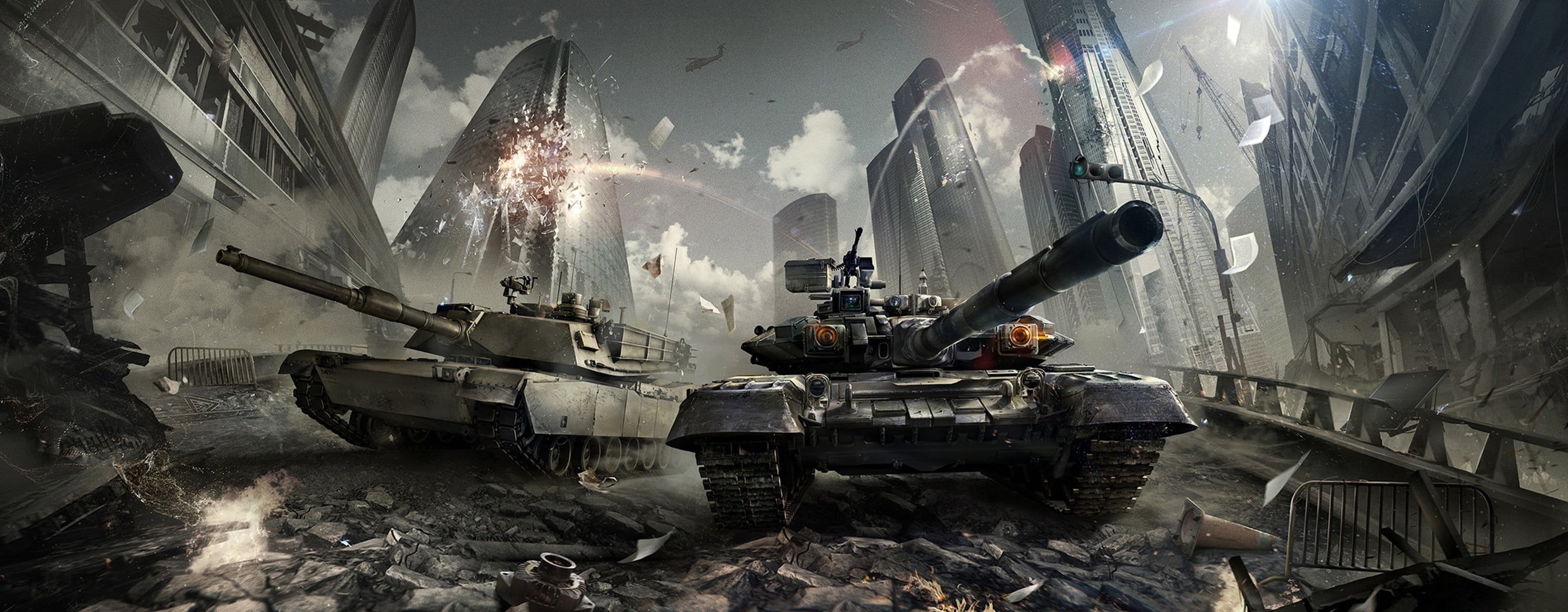motion, explosive, army, war, architecture, fighting, battle, exploding, communication, artwork, 2K, built structure, transportation, destruction, tanks, HD Wallpaper