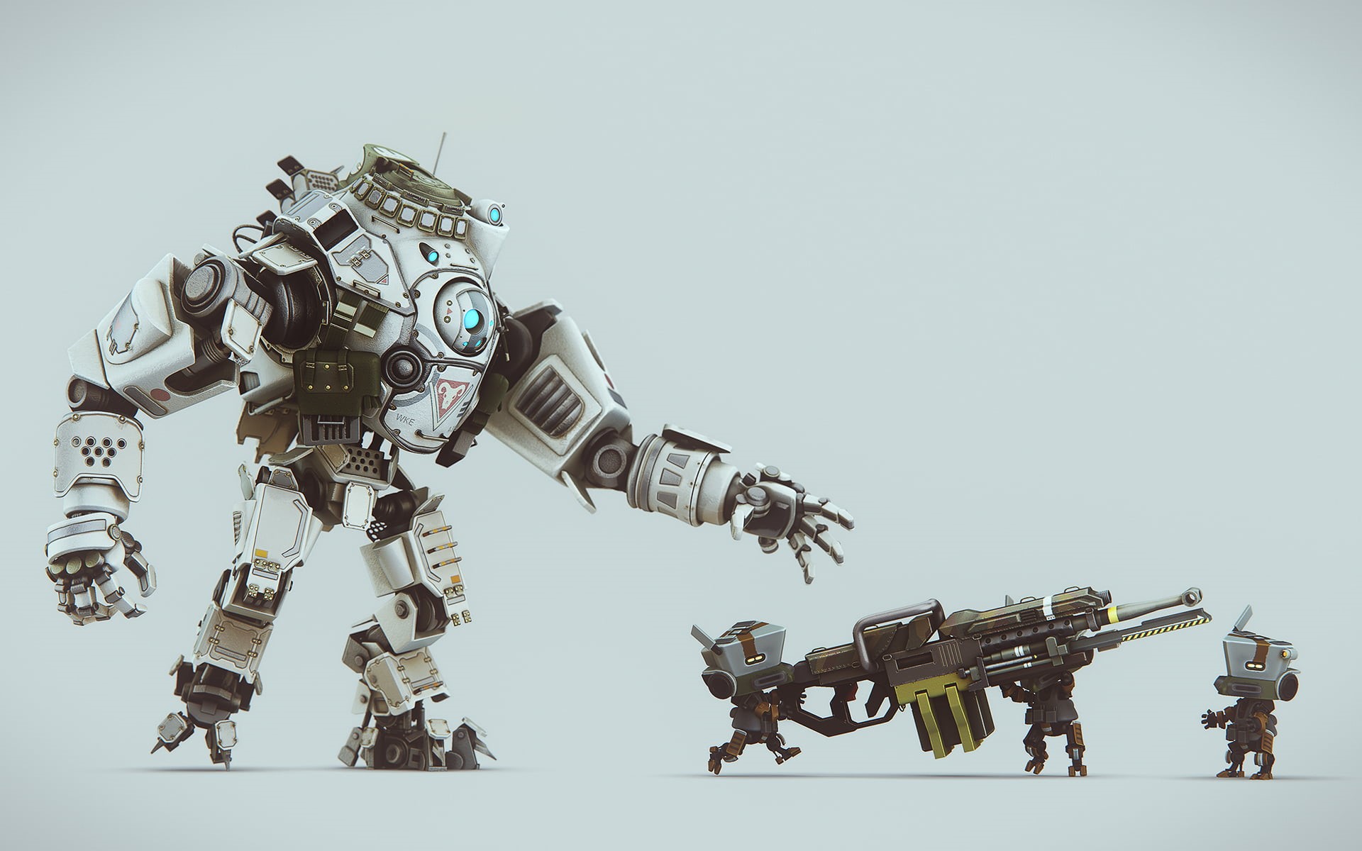 space, machinery, outdoors, gun, army, imagination, day, representation, Titanfall, war, aggression, sky, futuristic, surveillance, cyborg, group of people, HD Wallpaper