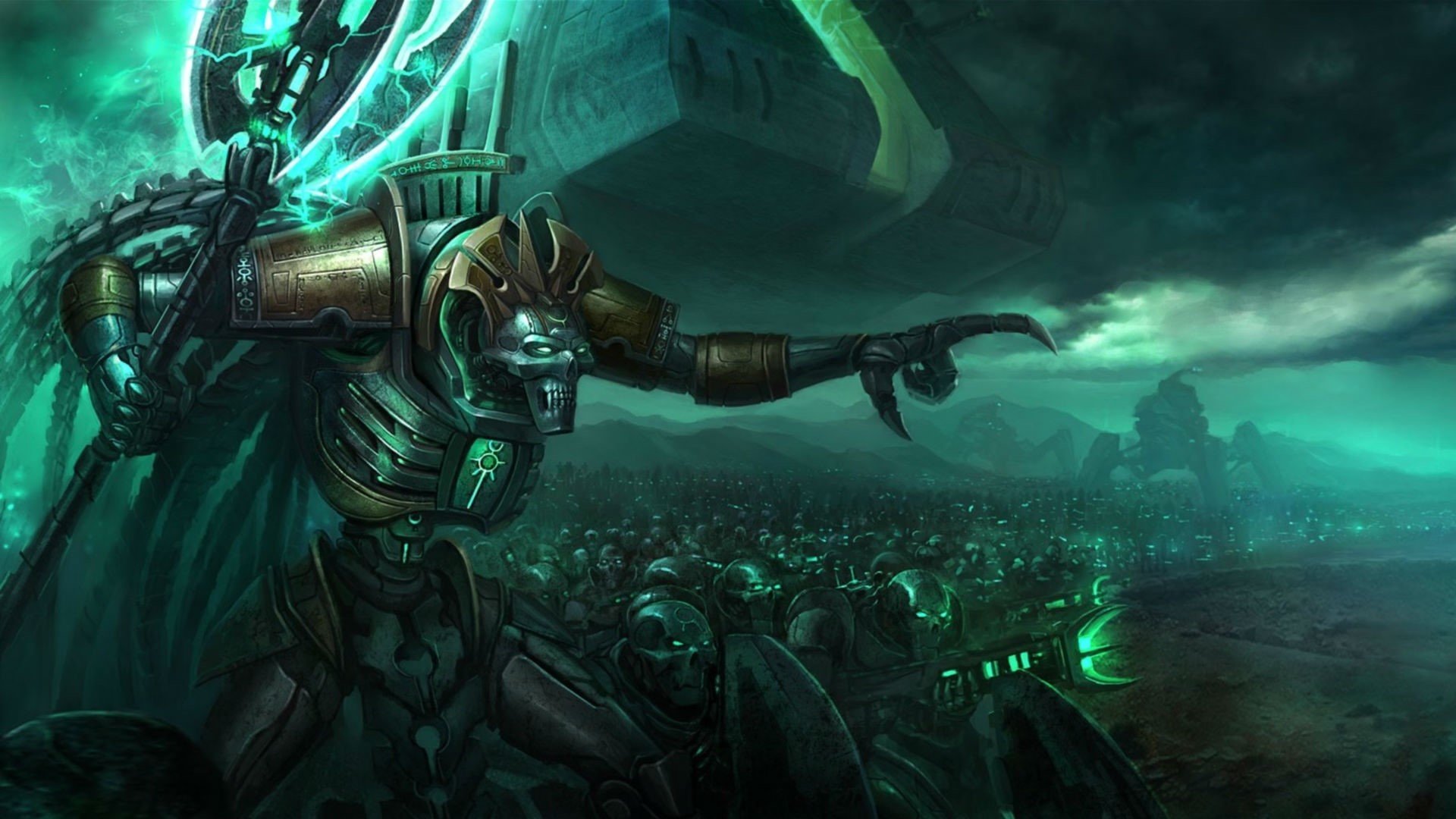 robots, 1080P, sci fi, 40k, necrons, weapons, warhammer, armor, army, warrior, HD Wallpaper