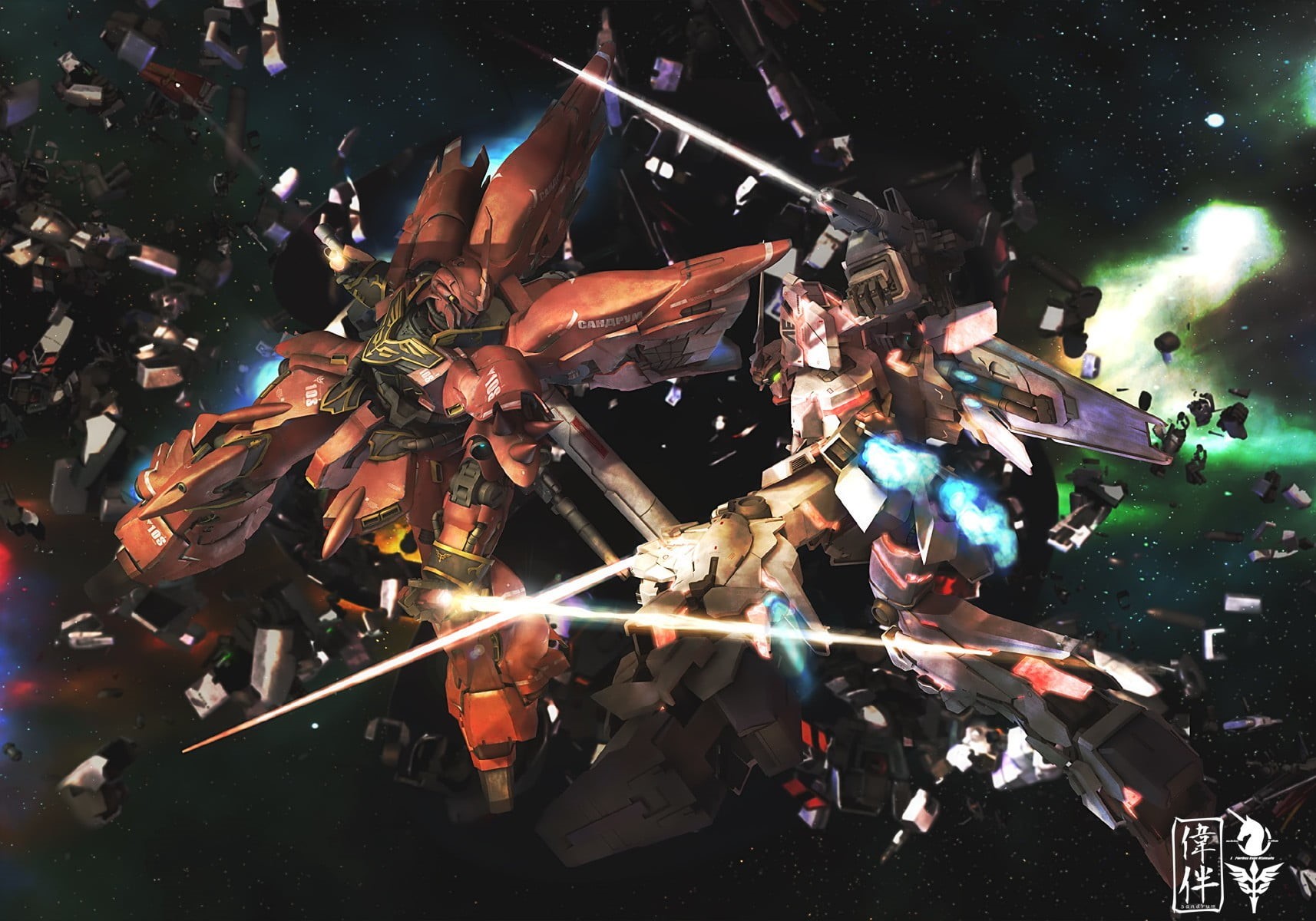 celebration, event, fire, Gundam, illuminated, smoke - physical structure, 720P, positive emotion, Mobile Suit Gundam Unicorn, destruction, HD Wallpaper