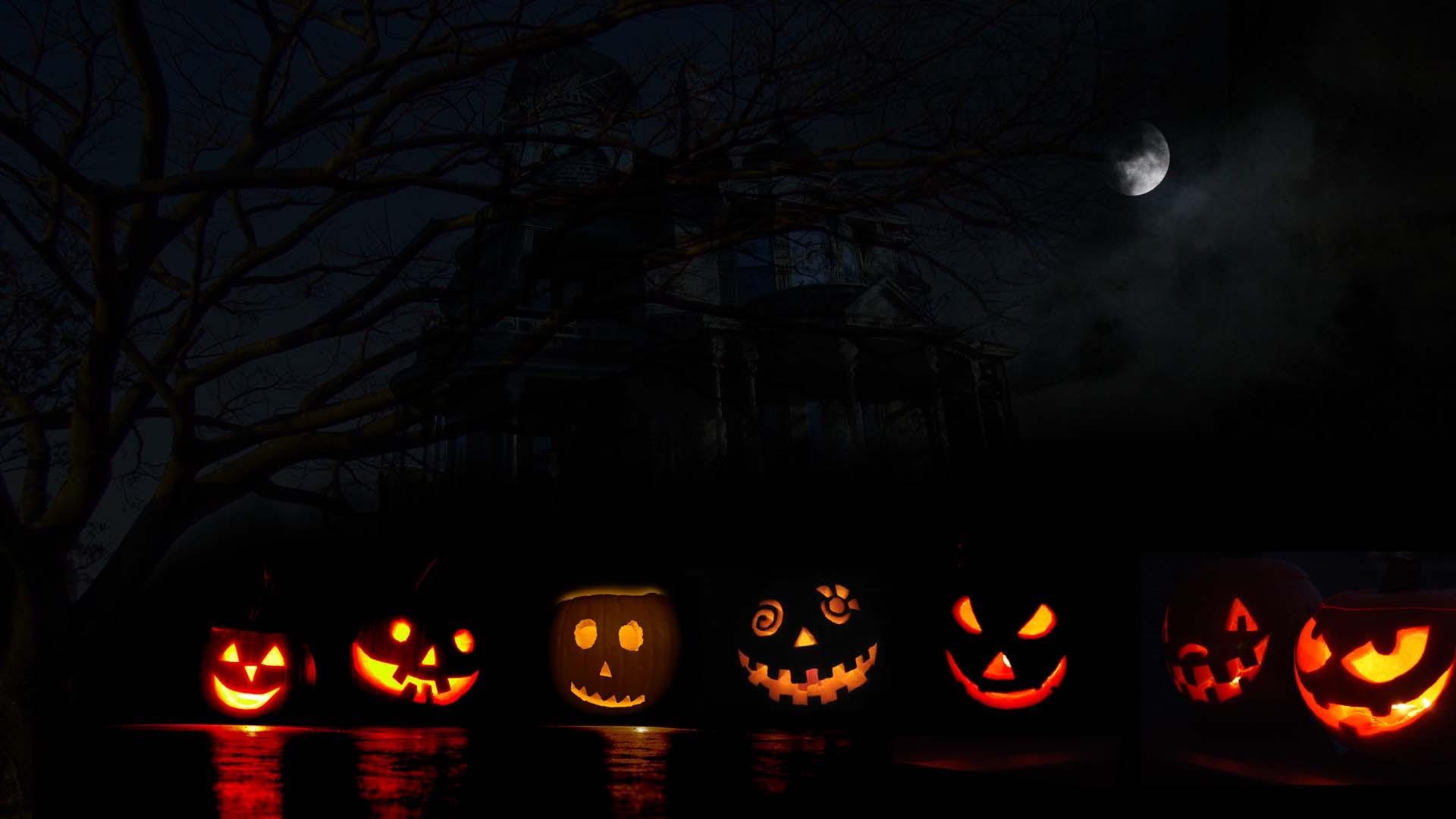 1080P, jacks, halloween, 3d and abstract, pumpkin, jack-o-lantern, haunted, moon, HD Wallpaper