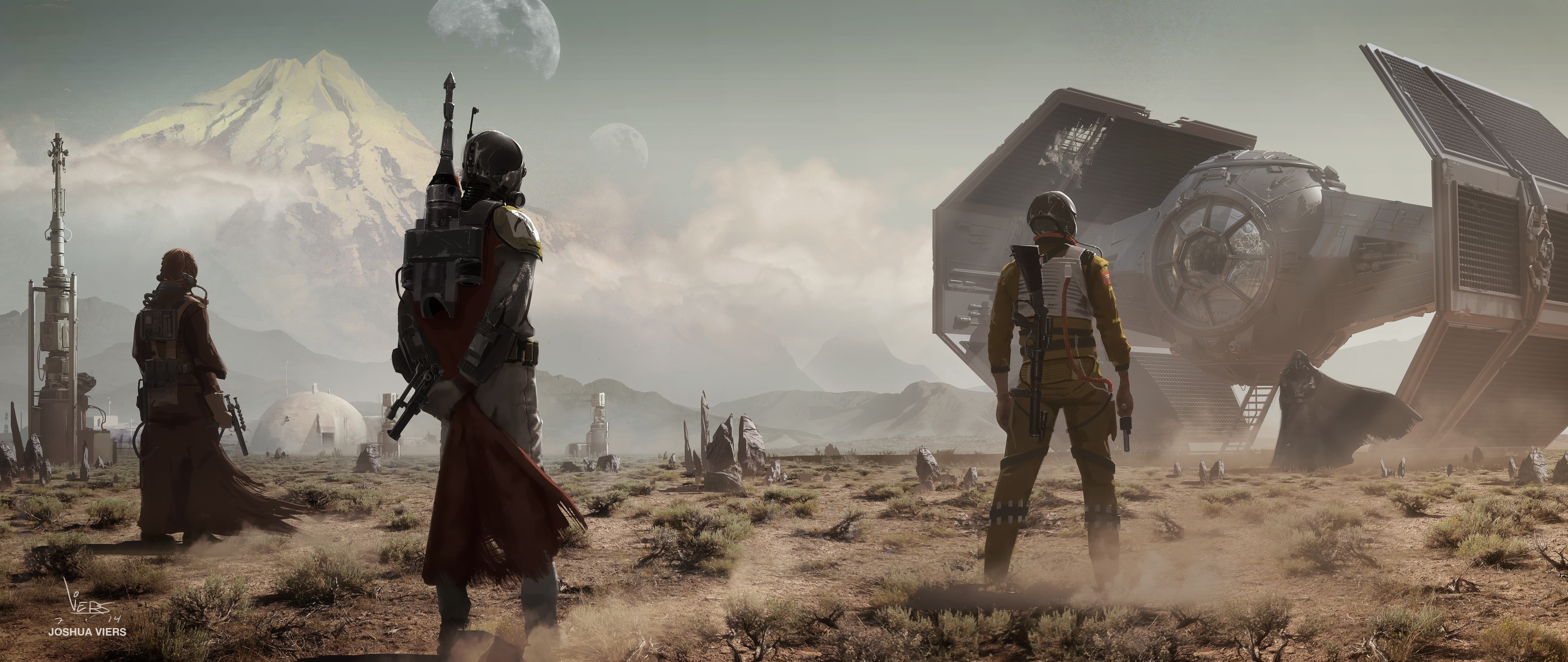 4K, mandalorians star wars concept art fan art tie fighter, HD Wallpaper