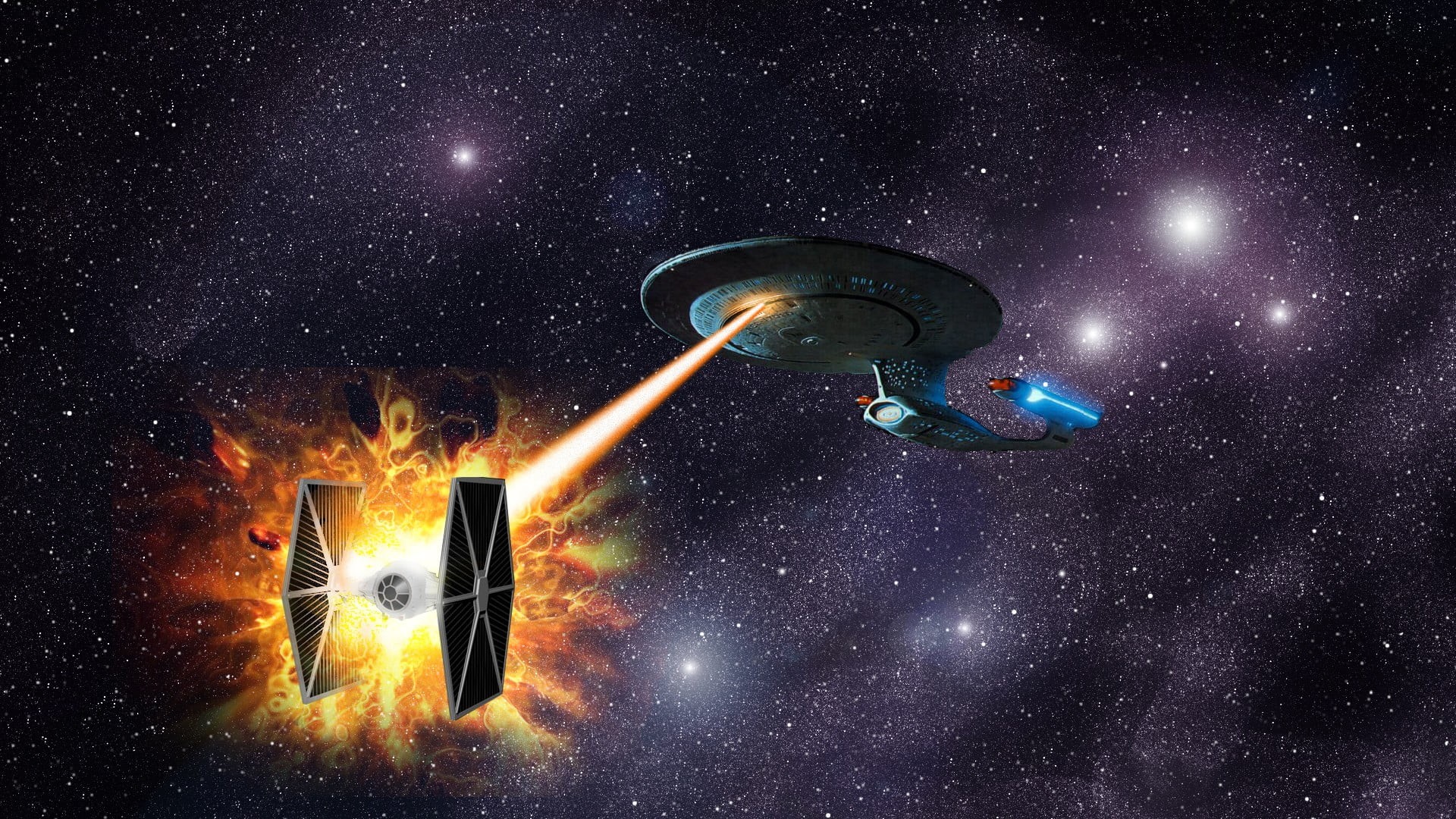 milky way, glowing, illuminated, star - space, Star Trek, space, scenics - nature, humor, night, sky, constellation, tie, trek, fighter, galaxy, Star Wars, HD Wallpaper